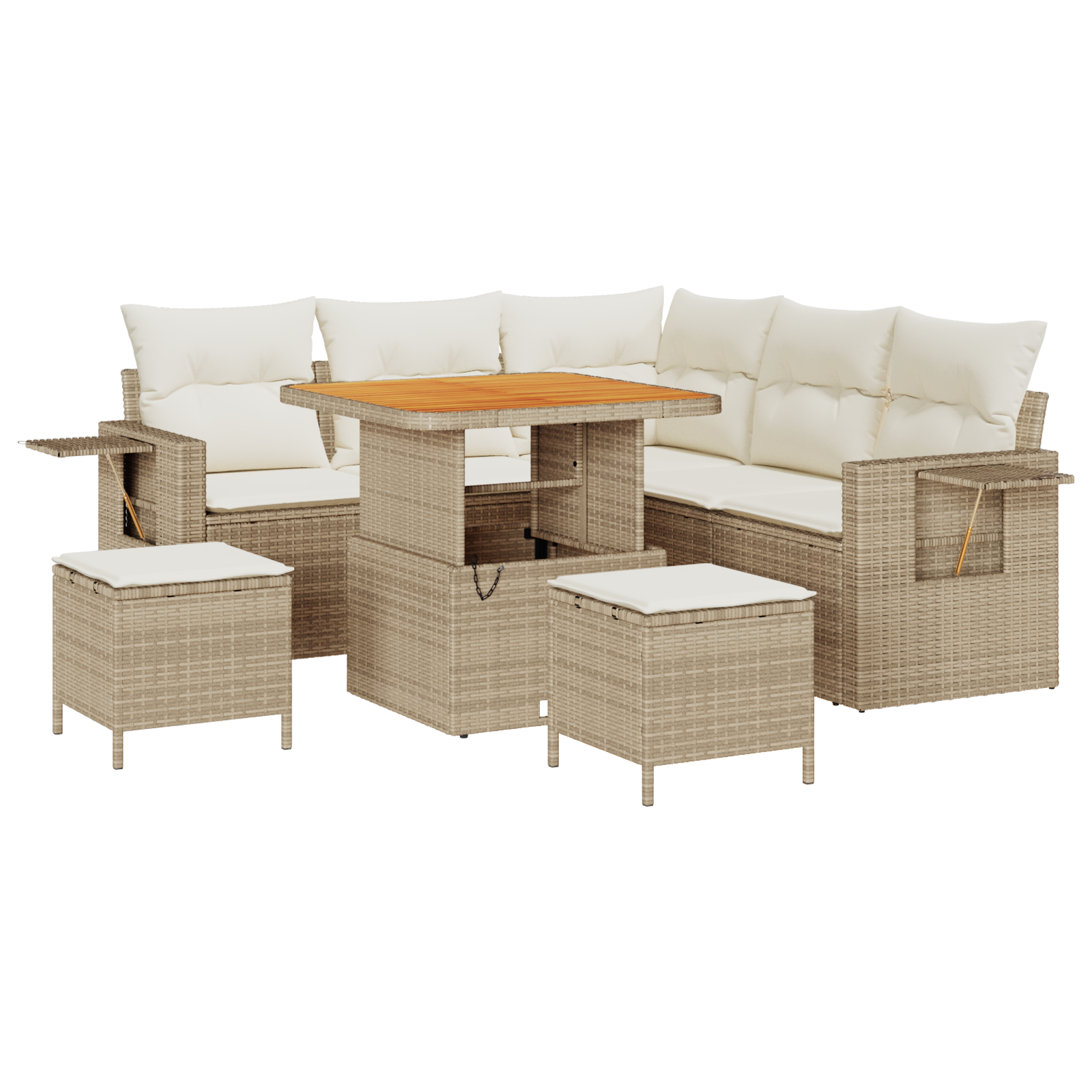 Thumbnail - vidaXL 8-teiliges Garten-Sofa-Set mit Kissen in Beige aus Poly Rattan und Akazie