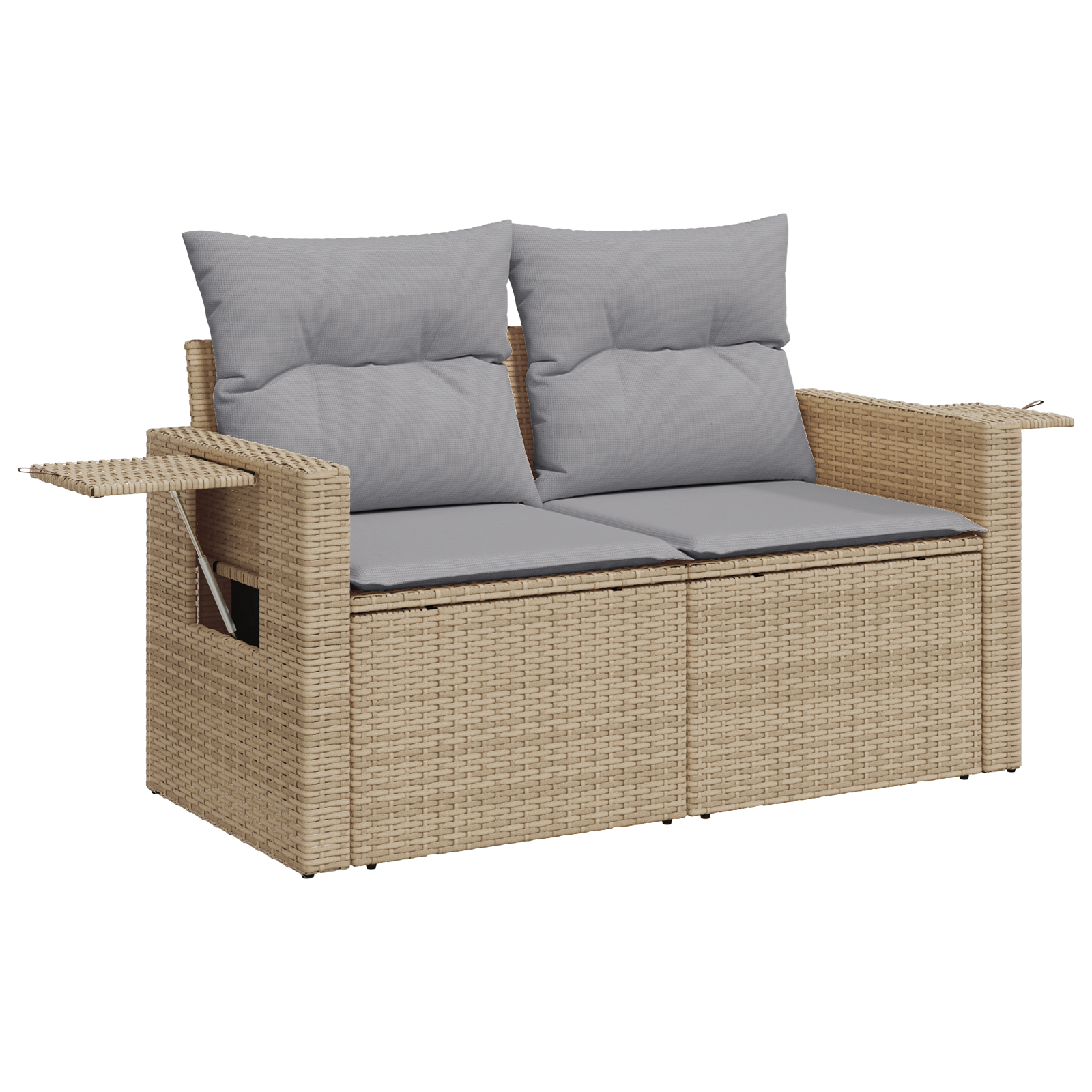 Conjunto de Sofás de Jardim de 8 Peças com Almofadas Bege Poly Rattan Acácia, Conjunto de Jantar de Jardim de 3 Peças com Almofadas Bege Poly Rattan Acácia