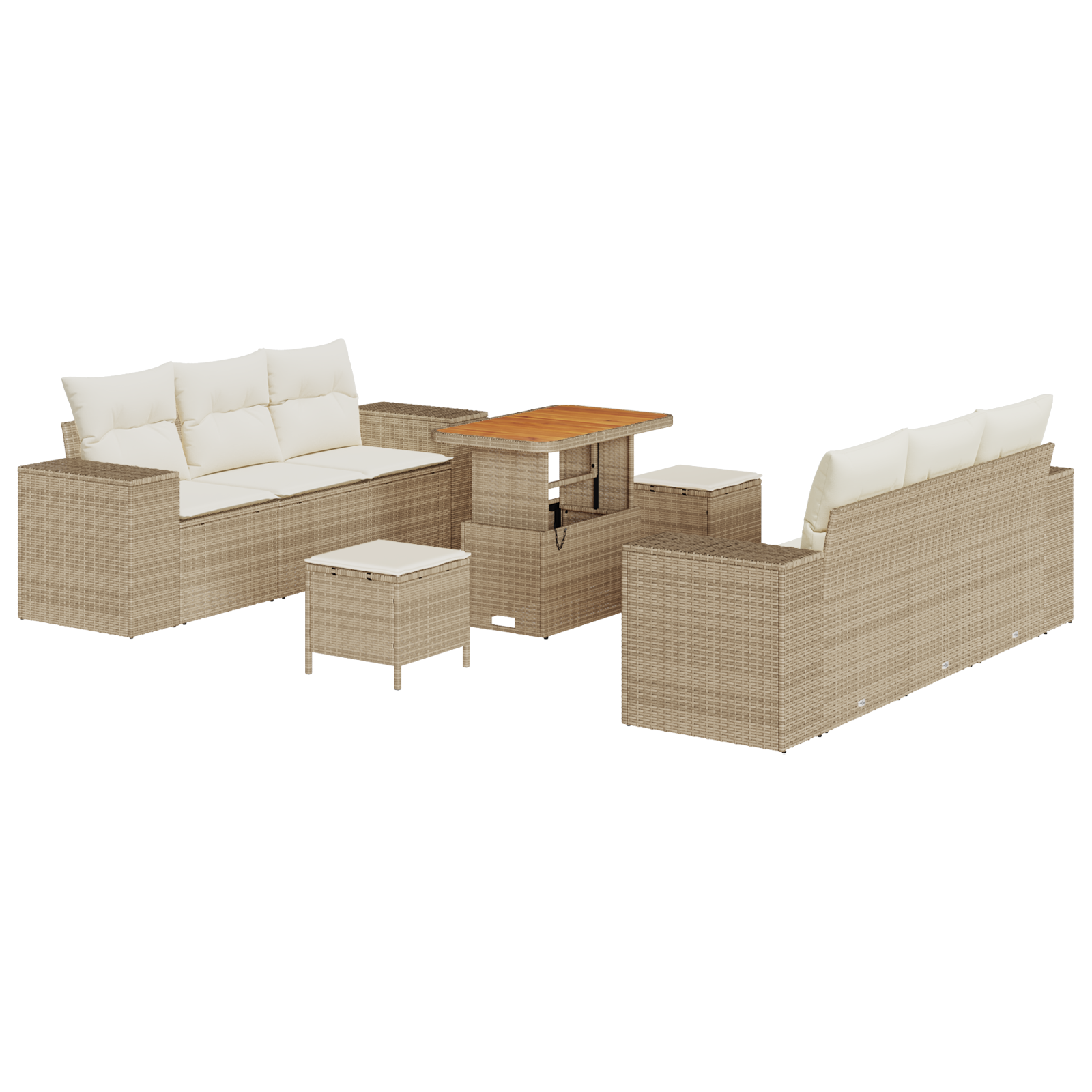Thumbnail - vidaXL Garten-Sofa-Set mit Kissen mit Kissen 9 pcs Beige und Creme Groß