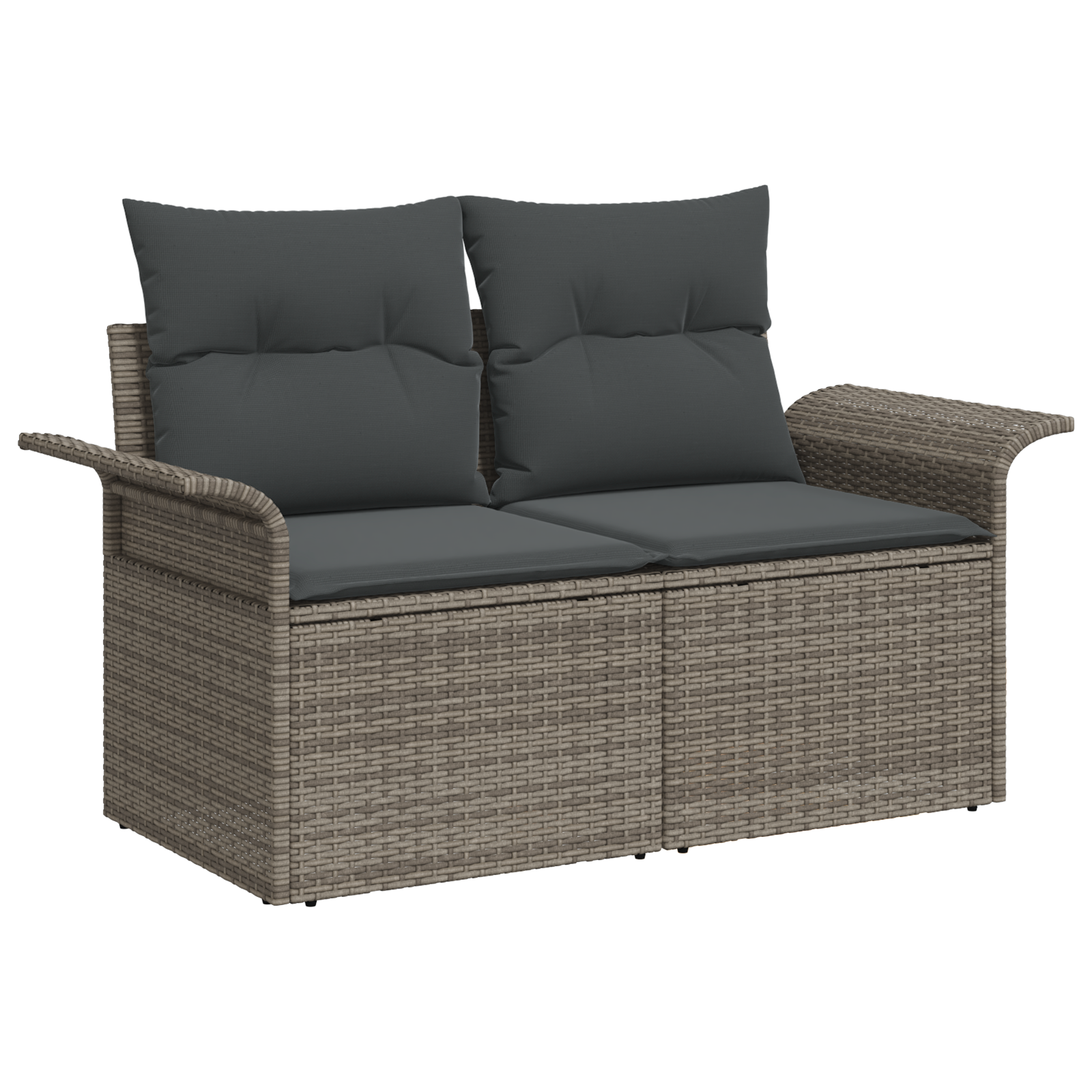 Conjunto de Sofá de Jardim de 10 Peças com Almofadas Cinza Rattan de Polietileno Acácia - Image 7