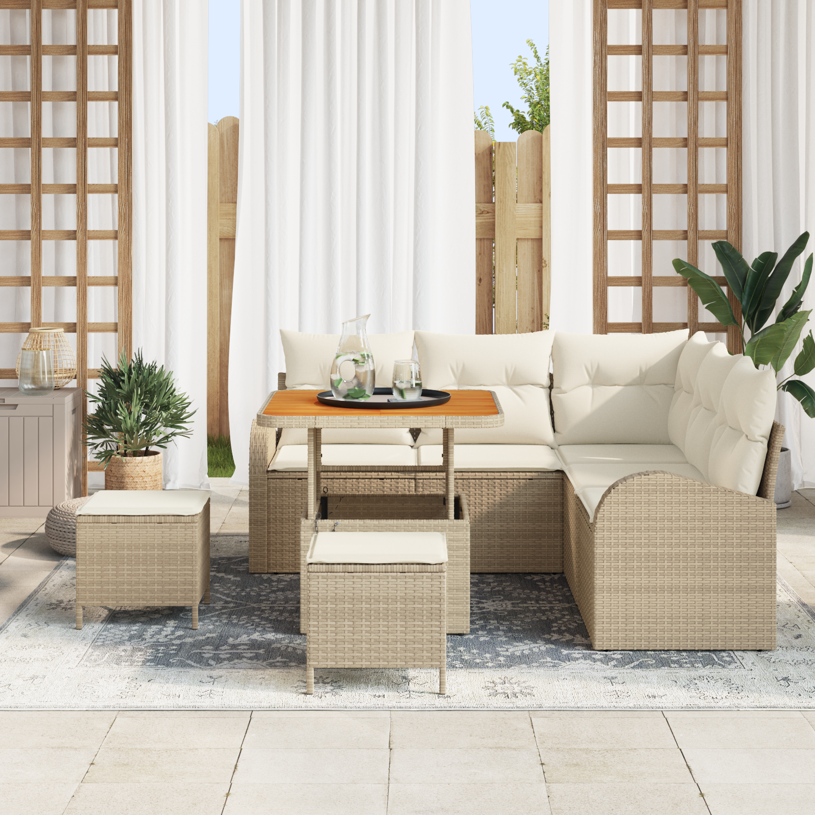 Thumbnail - vidaXL 8-teiliges Garten-Sofa-Set mit Kissen in Beige aus Poly-Rattan