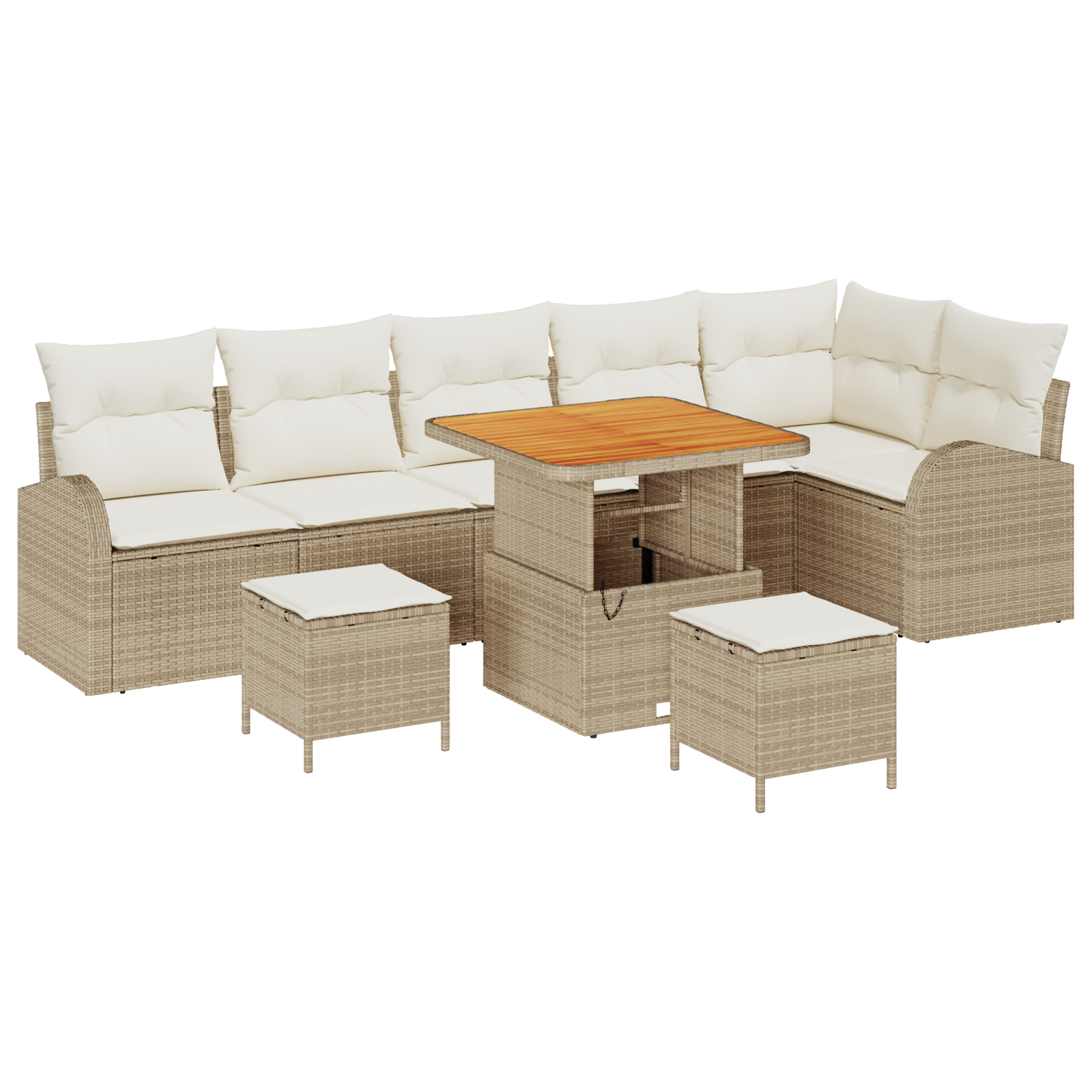 Thumbnail - vidaXL 9-teiliges Garten Sofa Set mit Kissen Beige Poly Rattan Akazie
