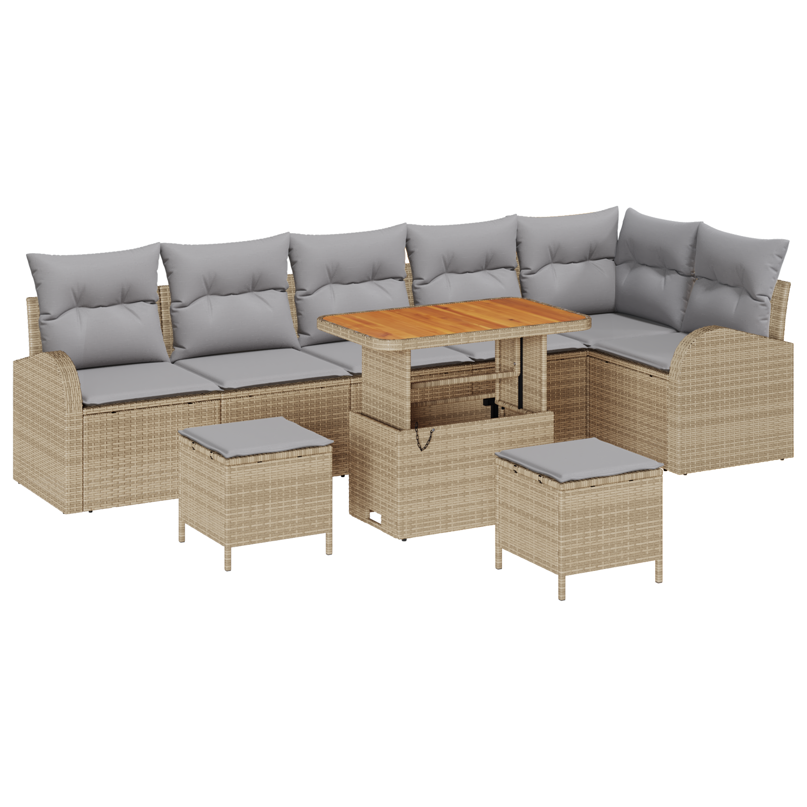 Thumbnail - vidaXL 9-teiliges Garten Sofa Set mit beigen Kissen aus Poly Rattan