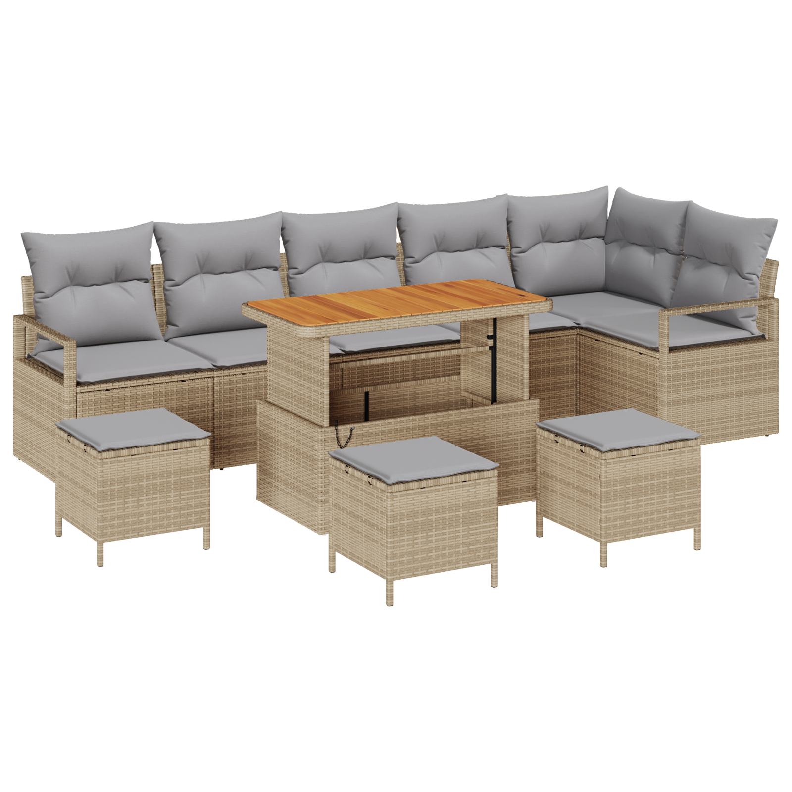 Thumbnail - vidaXL 10-teiliges Garten Sofa Set mit Kissen Beige Poly Rattan Akazie