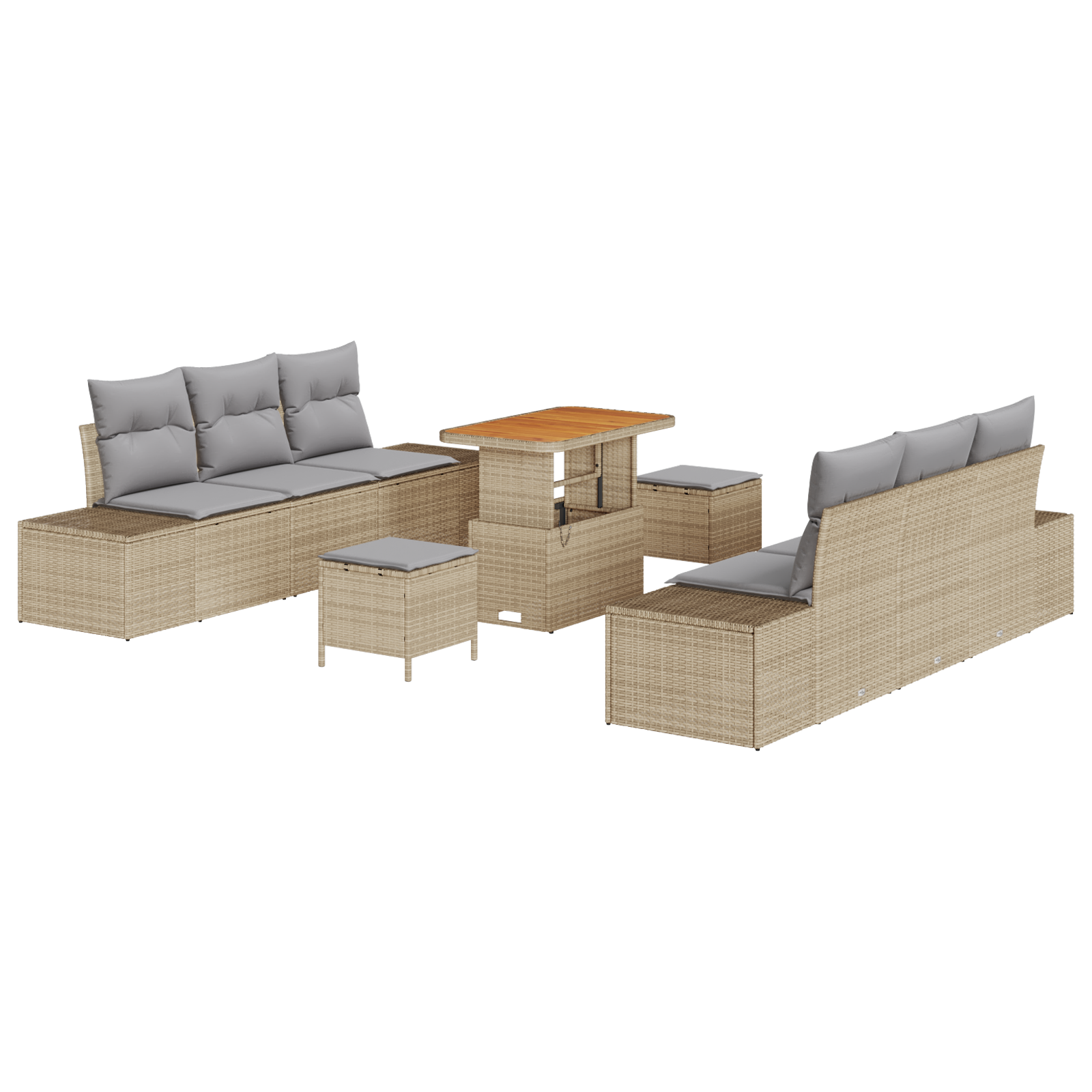 Thumbnail - vidaXL 9-teiliges Garten Sofa Set mit Kissen Beige Poly-Rattan Akazie