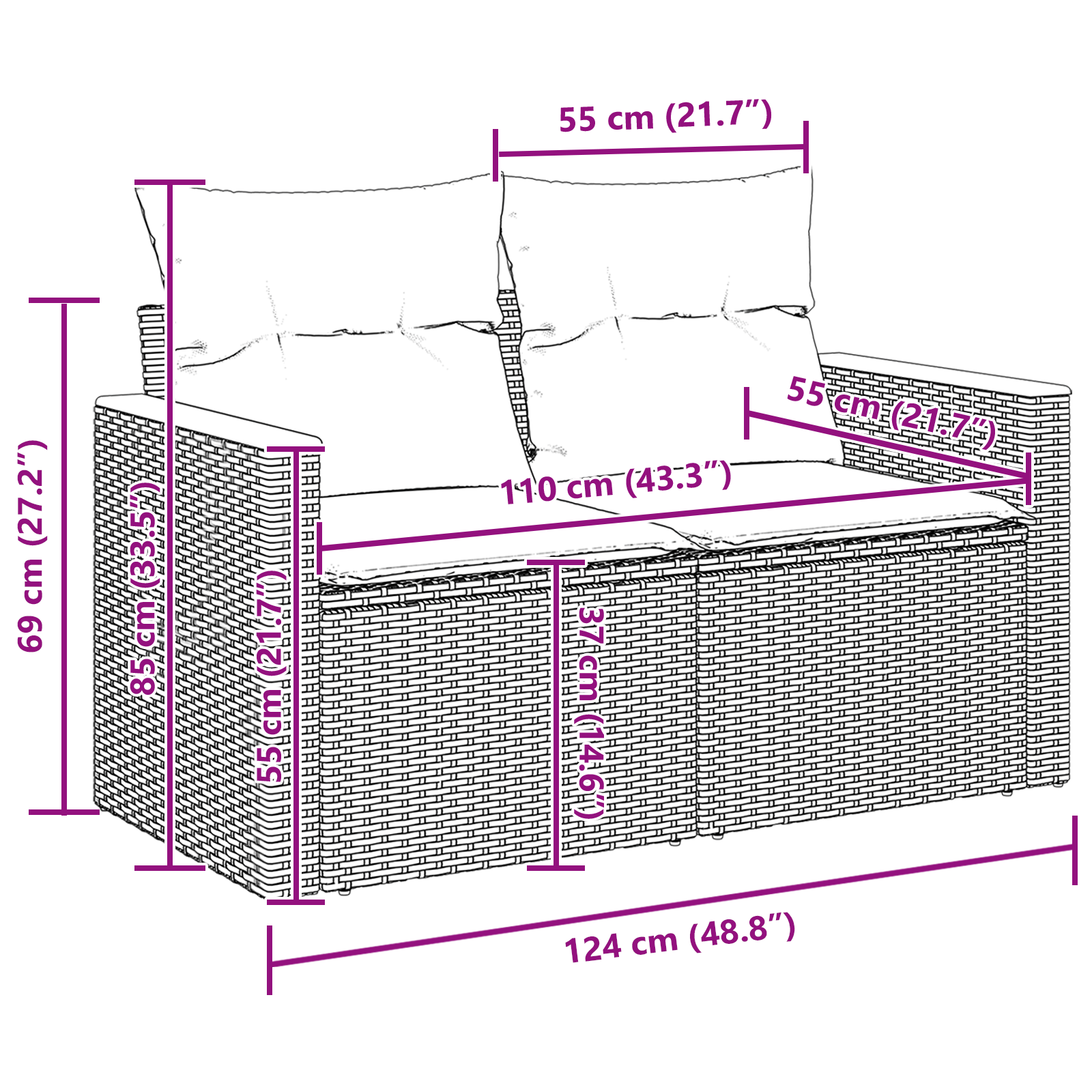 8 dalių sodo sofa komplektas su pagalvėlėmis Smėlio Poli ratanas Akacija - Image 10