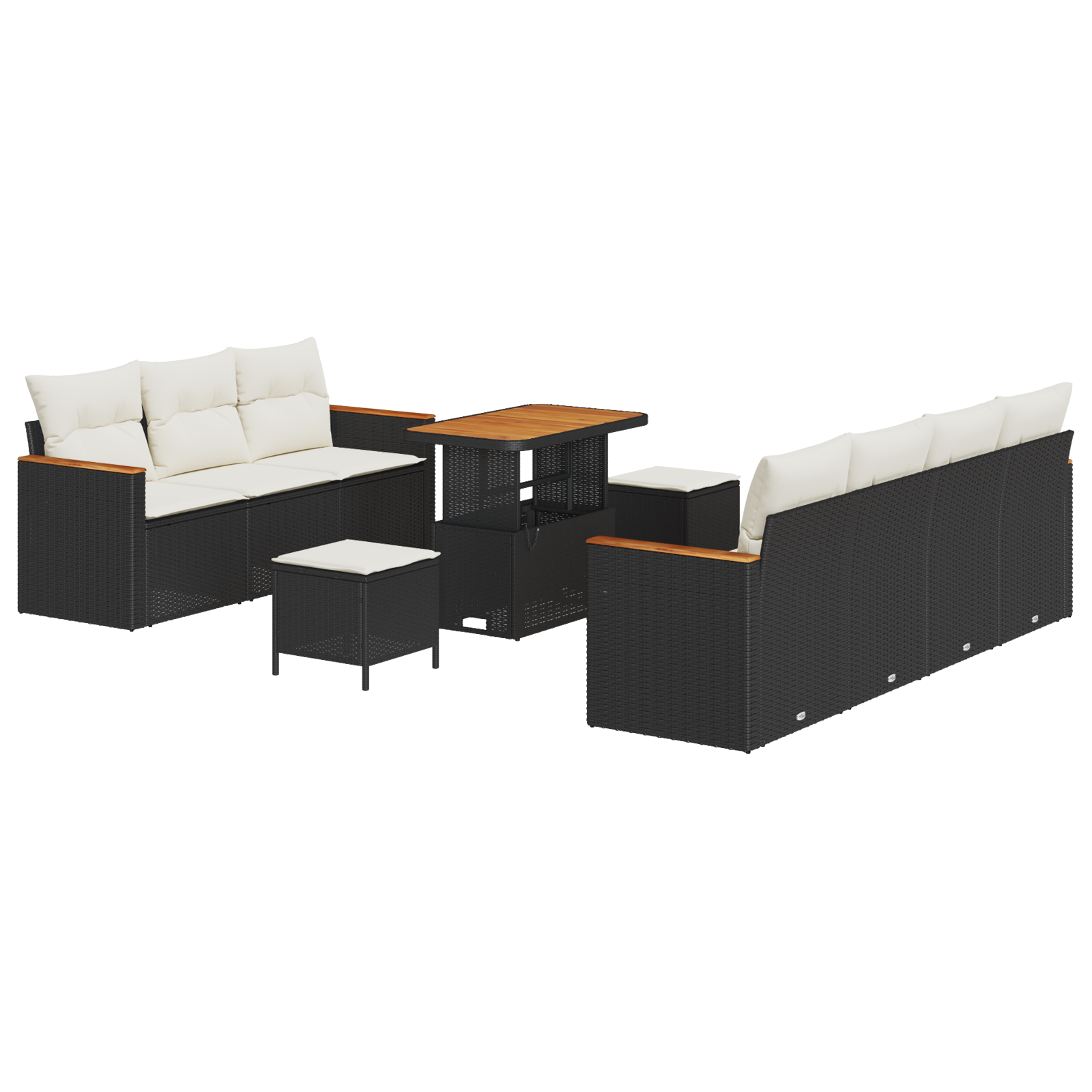 Thumbnail - vidaXL 10-teilige Garten Sofa Set mit Kissen Schwarz Poly Rattan