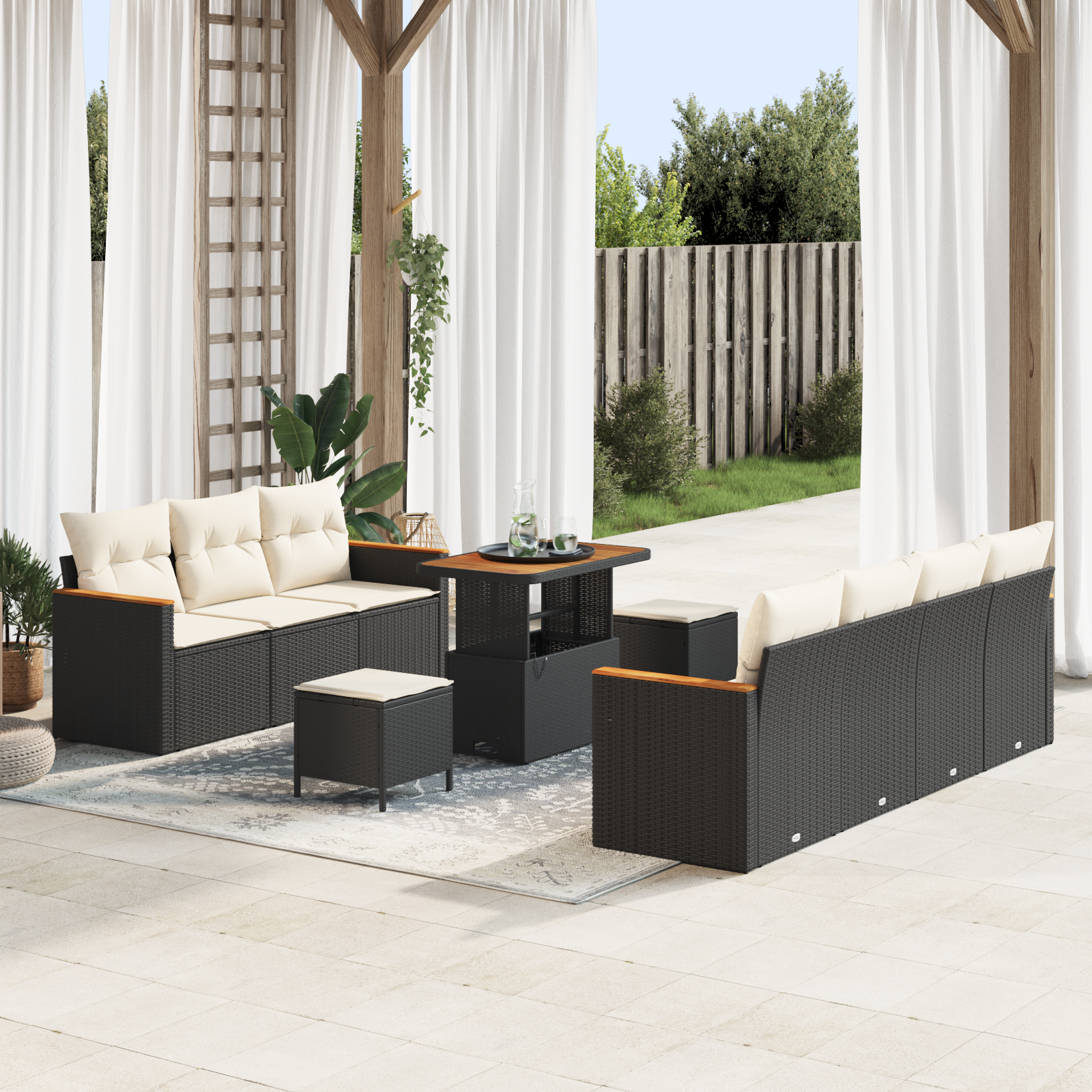 Thumbnail - vidaXL 10-teilige Garten Sofa Set mit Kissen Schwarz Poly Rattan