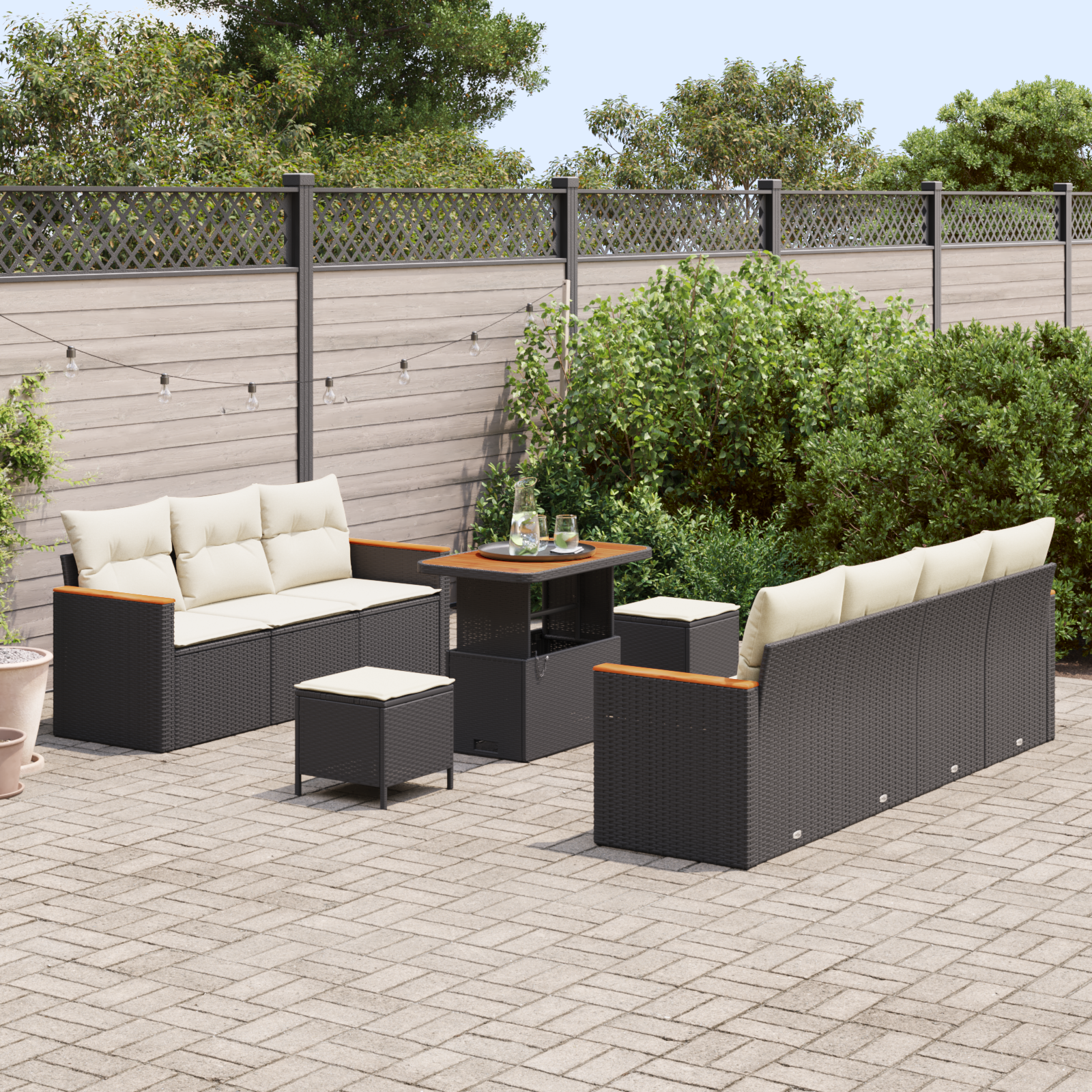 Thumbnail - vidaXL 10-teilige Garten Sofa Set mit Kissen Schwarz Poly Rattan