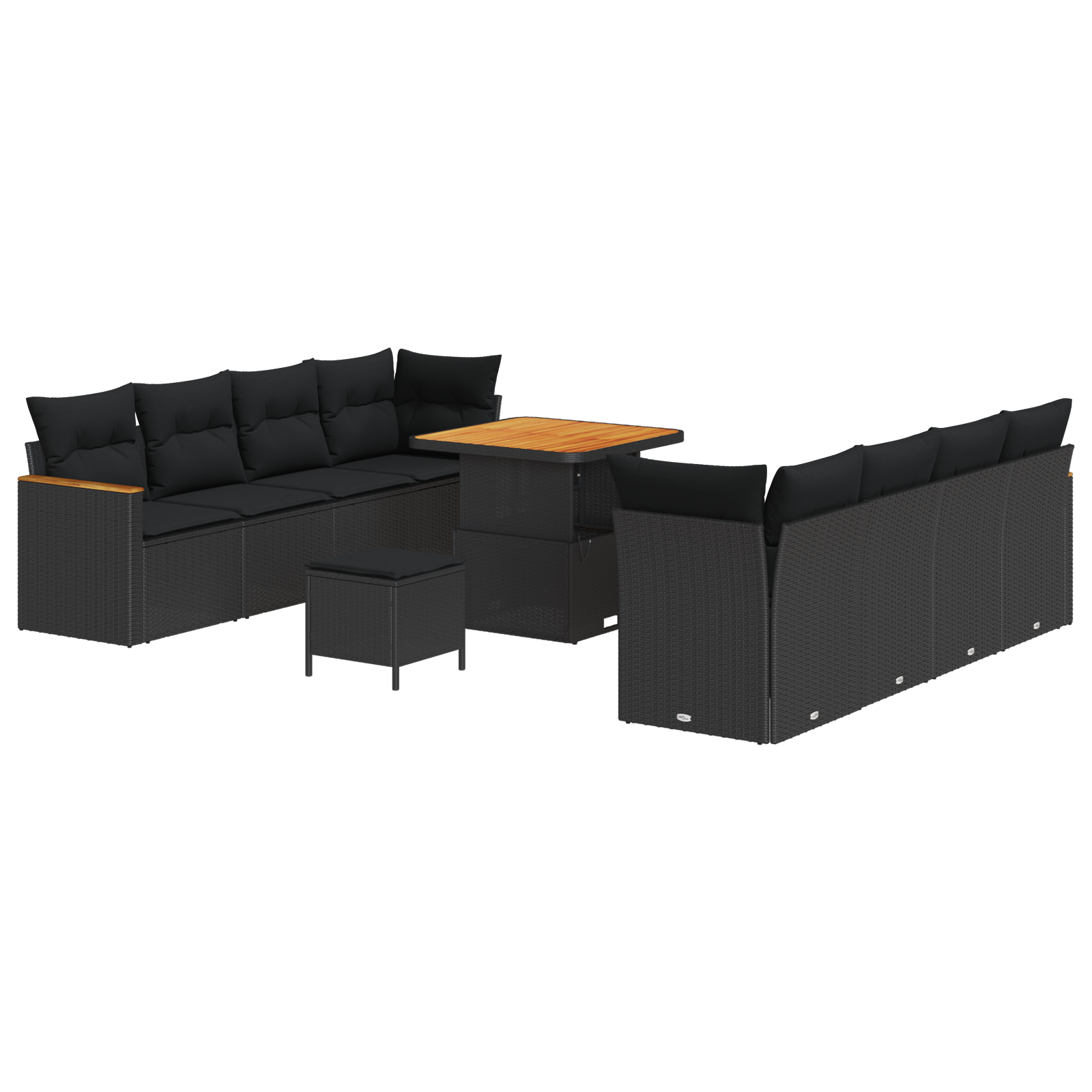 Thumbnail - vidaXL 11-tlg. Garten-Sofagarnitur mit Kissen Schwarz Poly Rattan