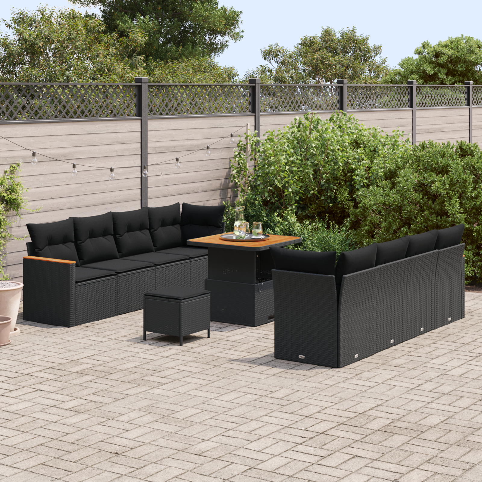 Thumbnail - vidaXL 11-tlg. Garten-Sofagarnitur mit Kissen Schwarz Poly Rattan