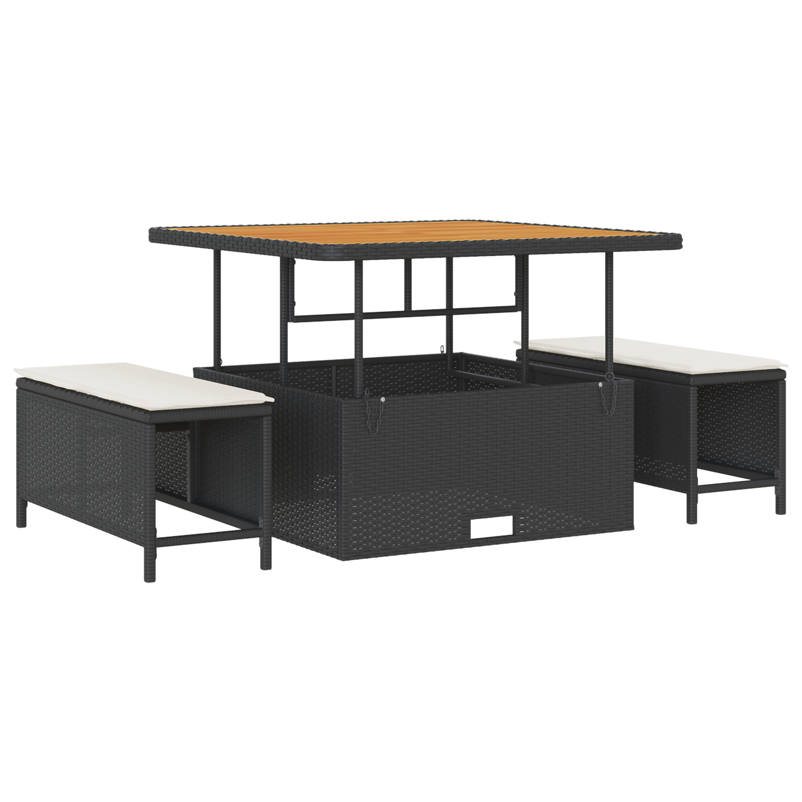 13 dalių sodo sofa rinkinys su pagalvėlėmis juodas poli ratanas akacija - Image 6