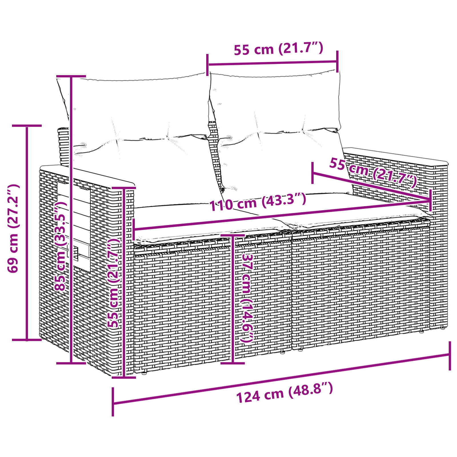 Conjunto de Sofá de Jardim 9 Peças com Almofadas Rattan Poliéster Preto Acácia, Conjunto de Jantar de Jardim 3 Peças com Almofadas Rattan Poliéster Preto Acácia