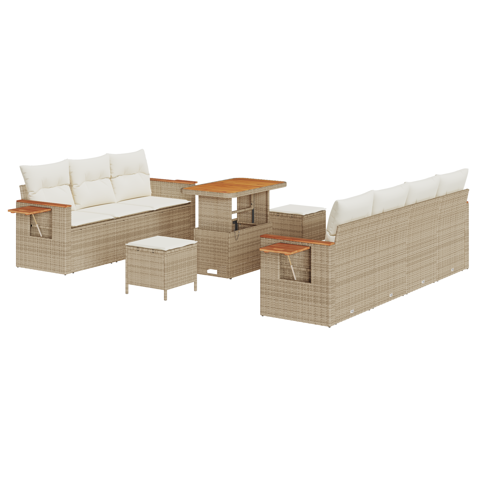 Thumbnail - vidaXL 10-teiliges Garten Sofa Set mit Kissen Beige Poly Rattan Akazie