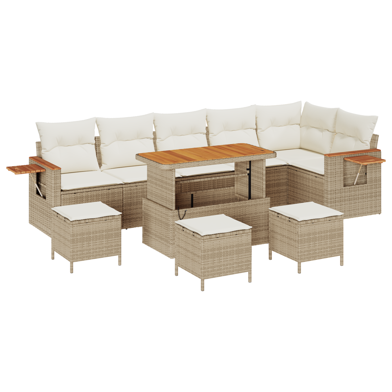 Thumbnail - vidaXL 10-teiliges Garten Sofa Set mit Kissen Creme Poly Rattan Akazie