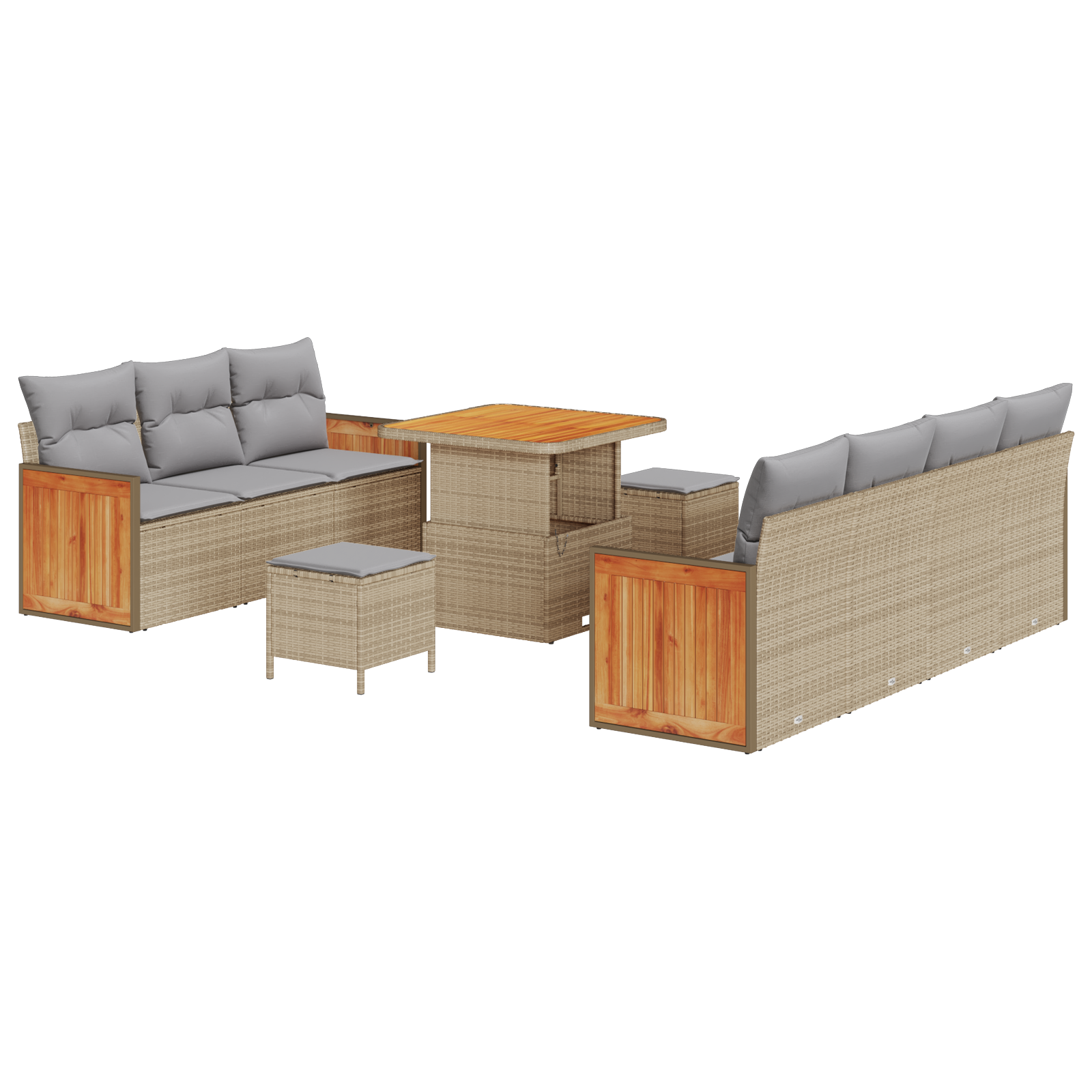 Thumbnail - vidaXL 10-teiliges Garten Sofa Set mit Kissen Beige Poly Rattan Akazie