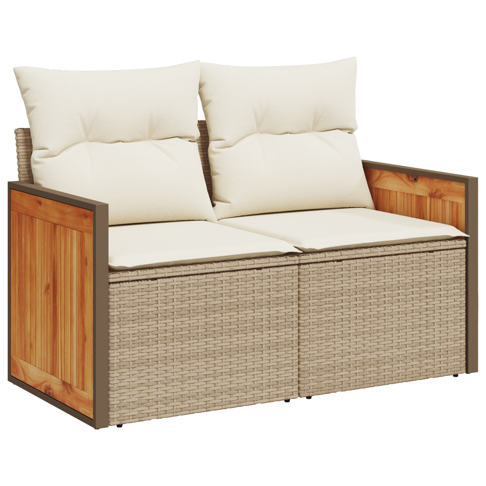Conjunto de Sofá de Jardim com 11 Peças e Almofadas Bege Vime Sintético Acácia, Sofá de Jardim com e Almofadas Bege Vime Sintético, Conjunto de Jantar de Jardim com 3 Peças e Almofadas Bege Vime Sintético Acácia