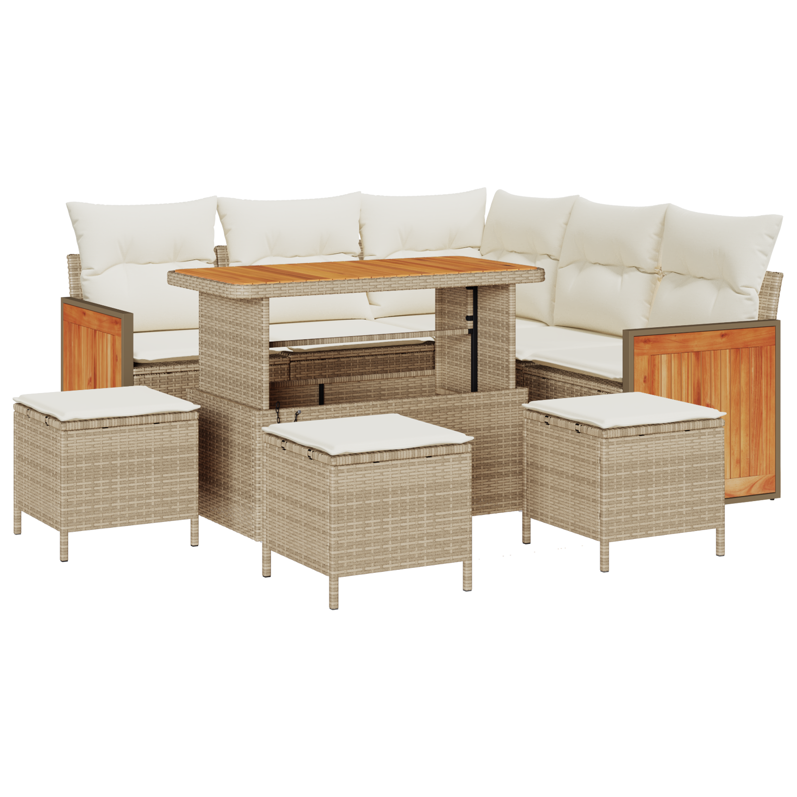 Thumbnail - vidaXL 9-teiliges Garten Sofa Set mit Kissen Beige Poly Rattan Akazie