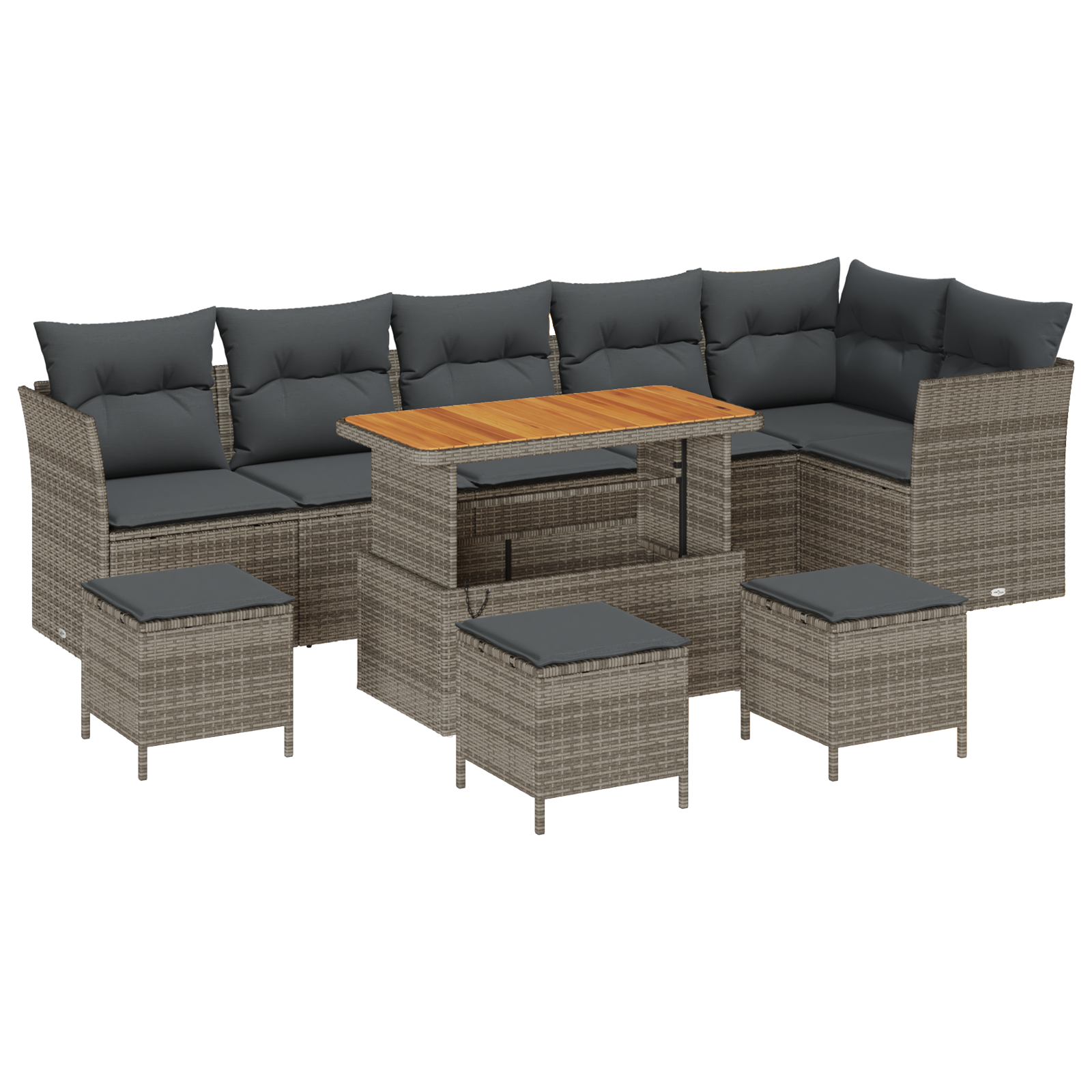 Thumbnail - vidaXL 10-teilige Garten Sofa Set mit Kissen Grau Poly Rattan