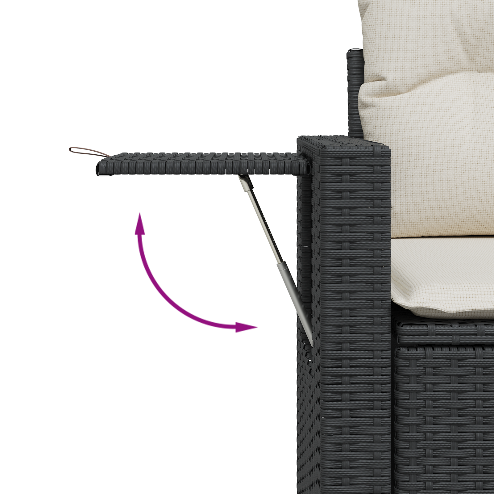 Conjunto de Sofá de Jardim com Almofadas Preto Rattan Acácia, Conjunto de Jantar de Jardim com Almofadas Preto Rattan Acácia