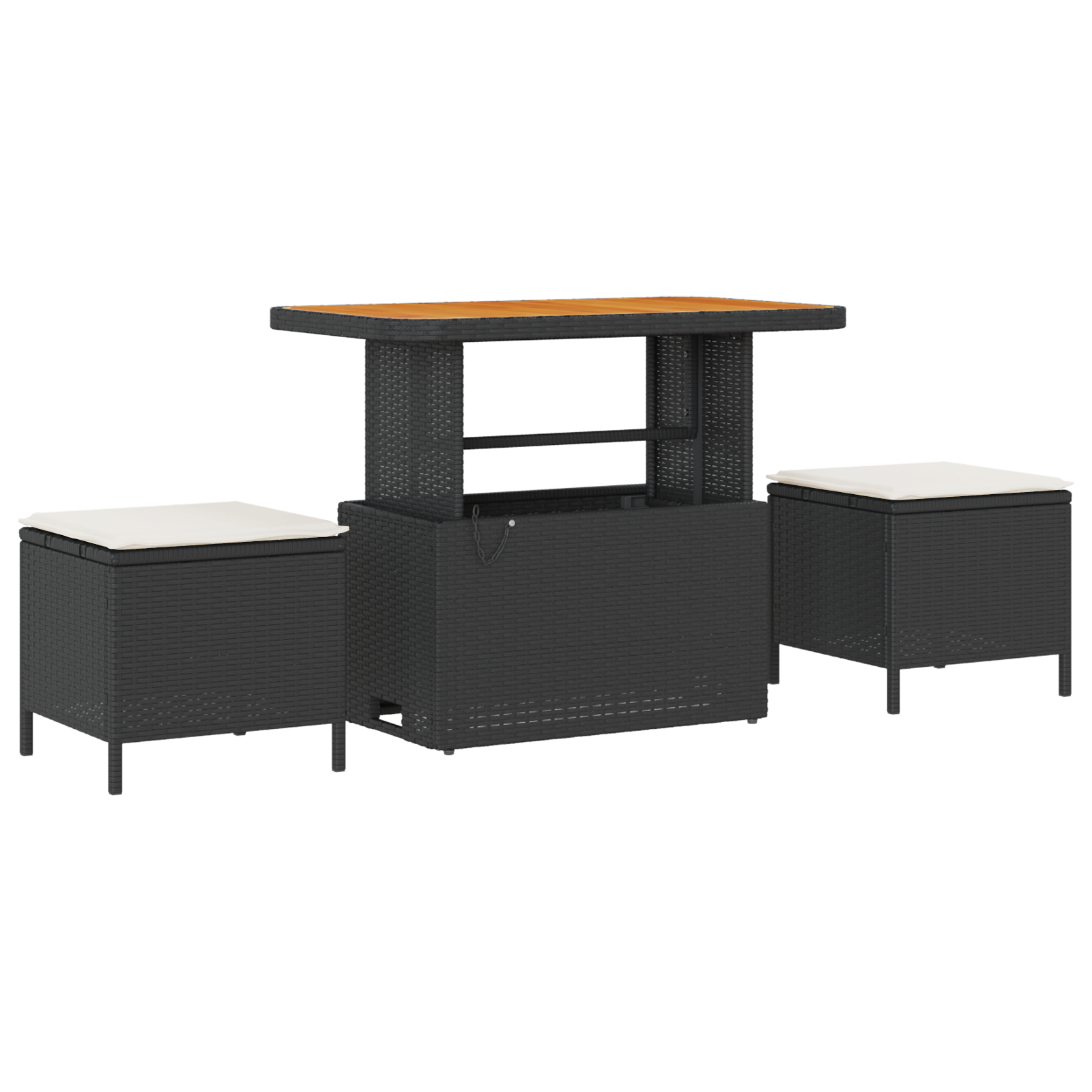 10 dalių sodo sofa komplektas su pagalvėmis Juoda poli ratanas Akacija - Image 4