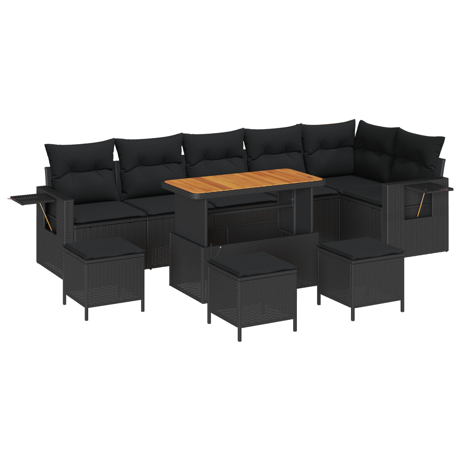 10 Delt Have Sofa Sæt Med Puder Sort Poly Rattan Akacietræ, vidaXL 4 Delt Have Spisesæt Med Puder Sort Poly Rattan Akacietræ 2 image product%2F3363719%2FP Image 3363719 WBG Angle Main 05