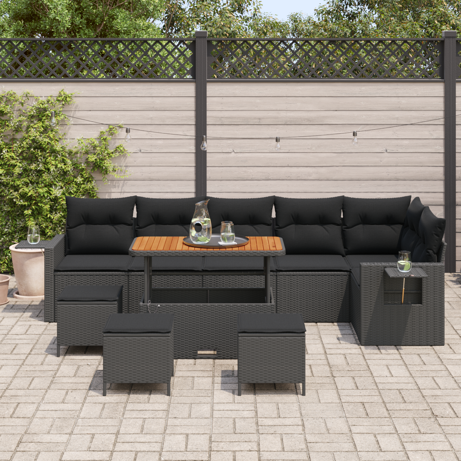 10 Delt Have Sofa Sæt Med Puder Sort Poly Rattan Akacietræ, vidaXL 4 Delt Have Spisesæt Med Puder Sort Poly Rattan Akacietræ 3 image product%2F3363719%2FP Mood 3363719 Mood Image%20%282%29 02