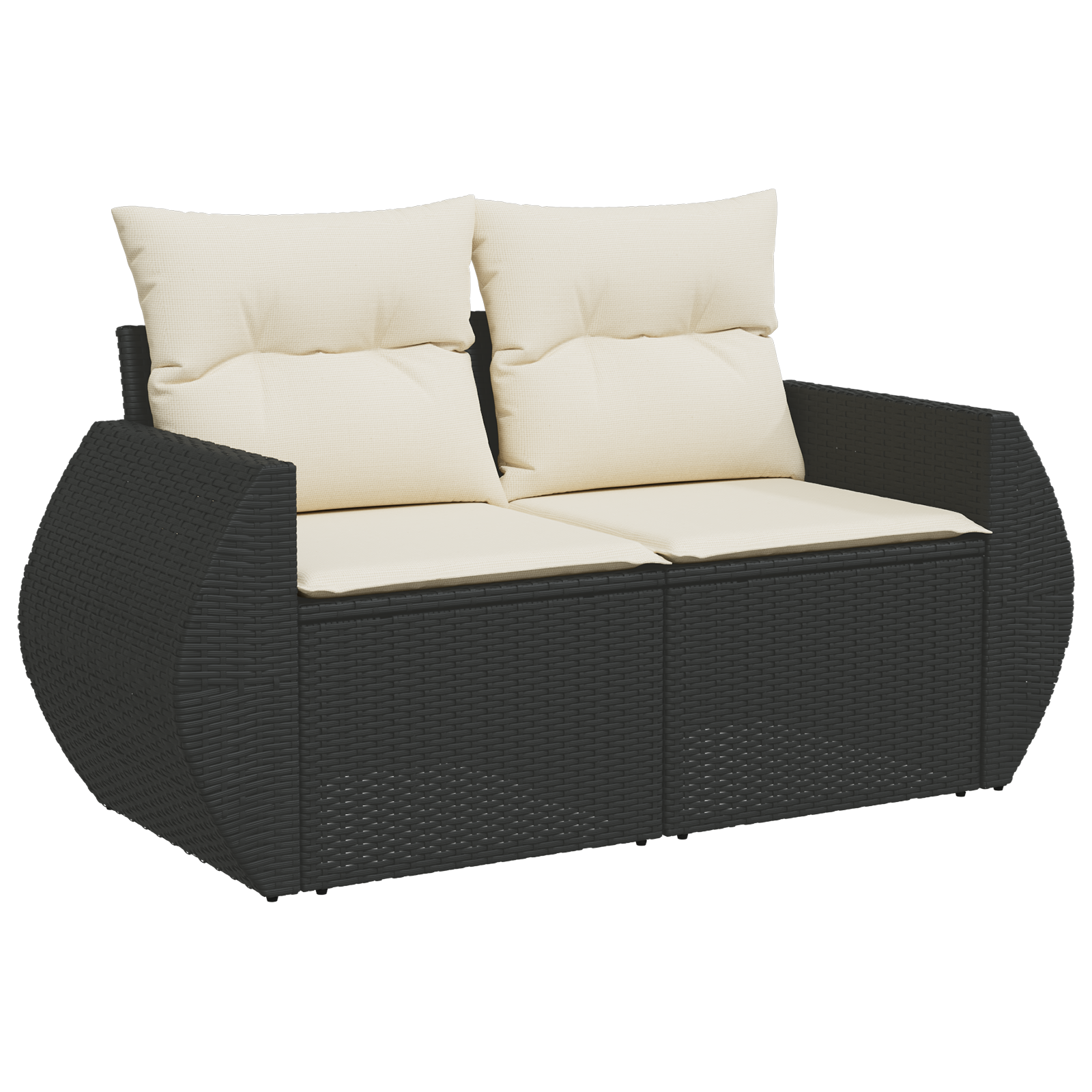 Conjunto de Sofás de Jardim com Almofadas Preto Rattan Acácia, Conjunto de Jantar de Jardim com Almofadas Preto Rattan Acácia