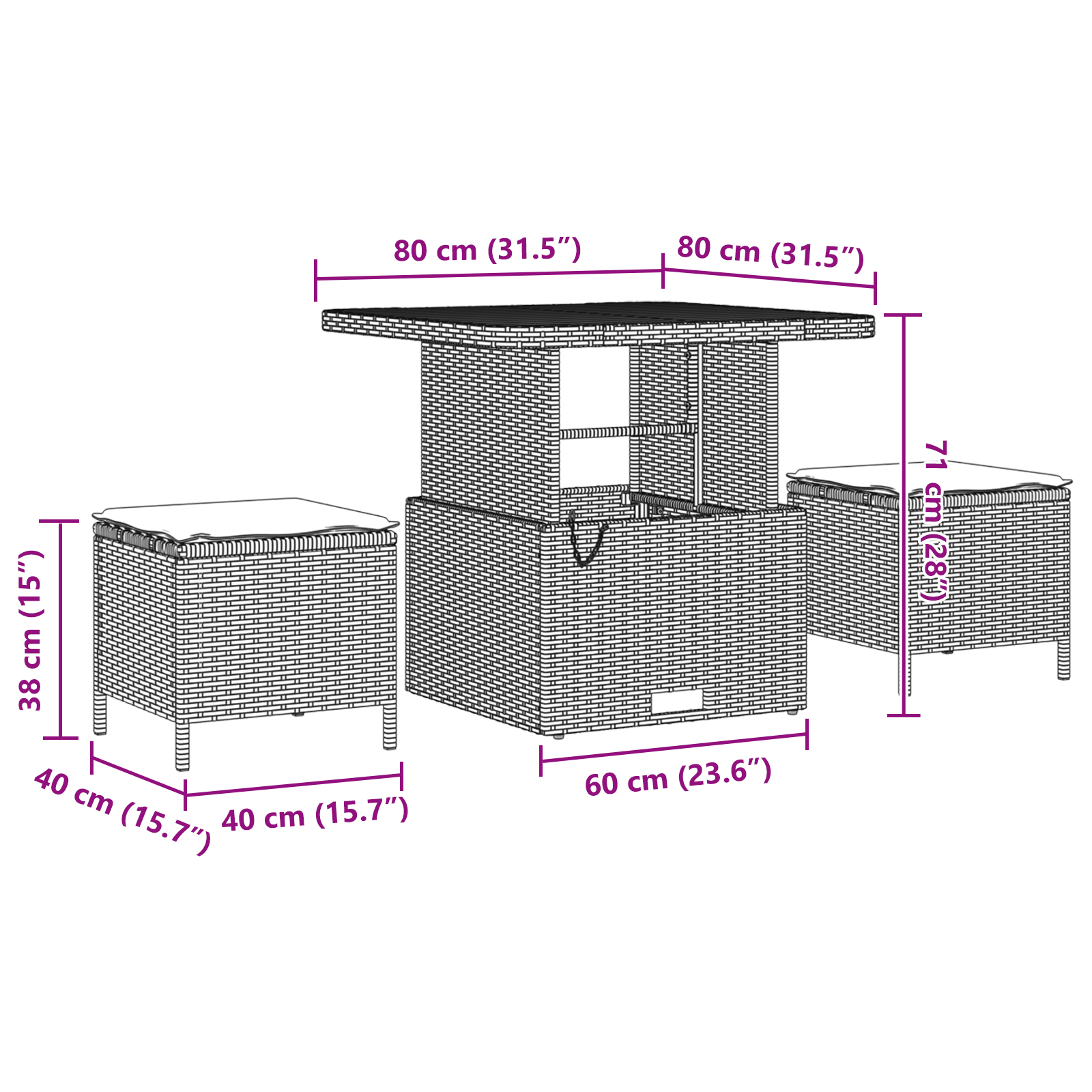 Conjunto de Sofás de Jardim com Almofadas Preto Rattan Acácia, Conjunto de Jantar de Jardim com Almofadas Preto Rattan Acácia