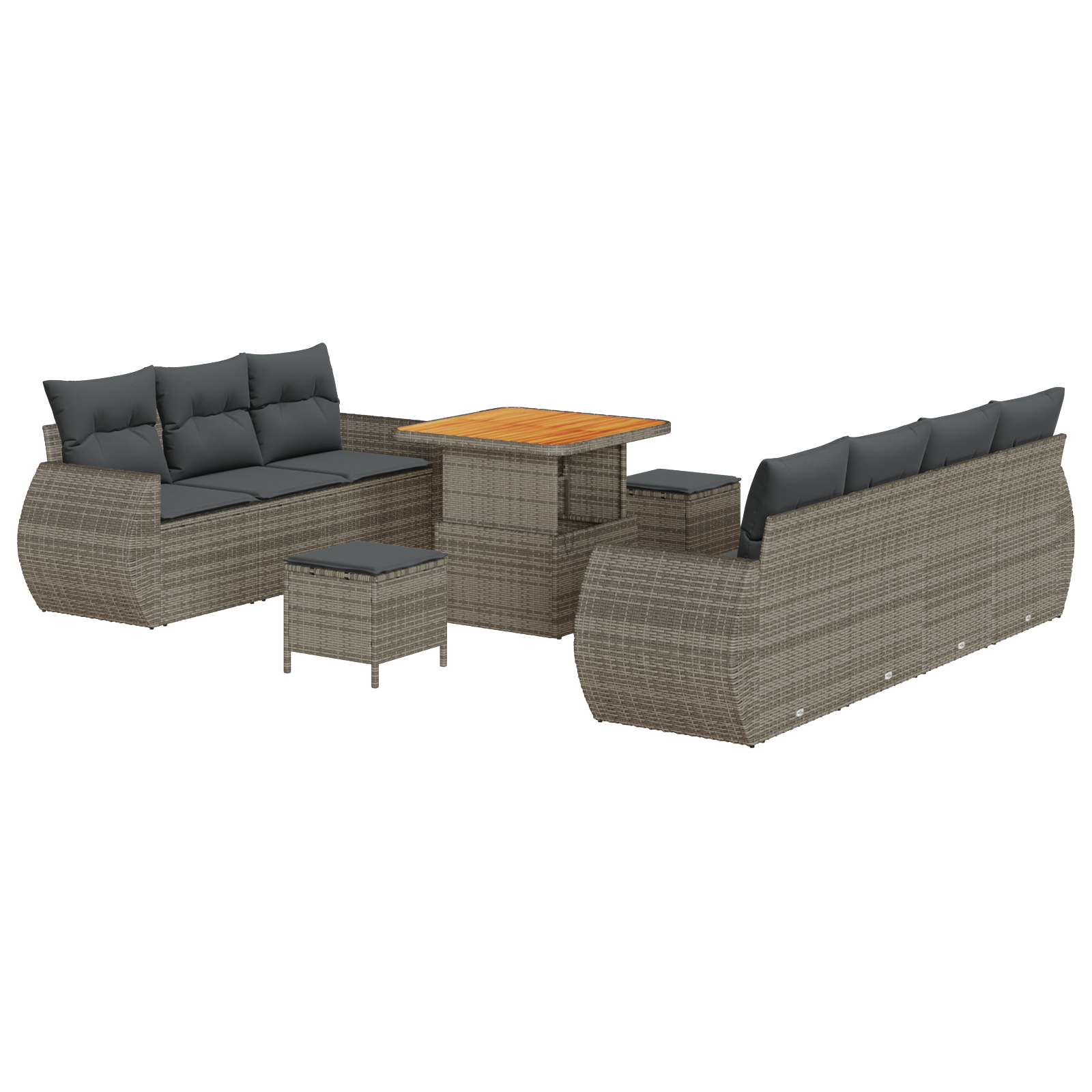 Thumbnail - vidaXL 10-teiliges Garten-Sofa-Set mit Kissen Grau Poly-Rattan Akazie