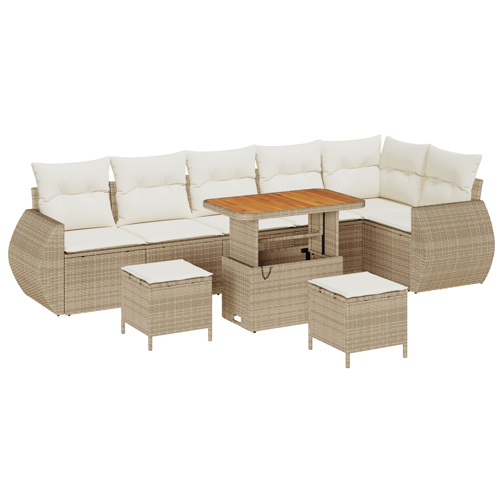 Thumbnail - vidaXL 9tlg Garten Sofa Set mit Kissen Beige Poly Rattan Akazie