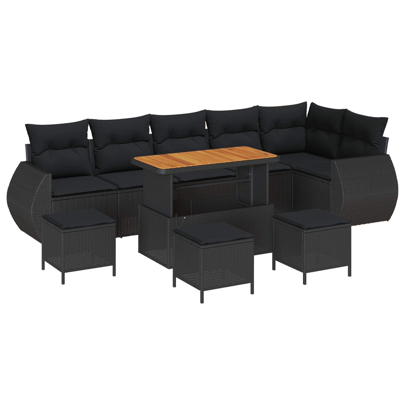 10 dele have sofa sæt med puder sort poly rattan akacie, vidaXL 4 dele have spise sæt med puder sort poly rattan akacie 2 image product%2F3363849%2FP Image 3363849 WBG Angle Main 05
