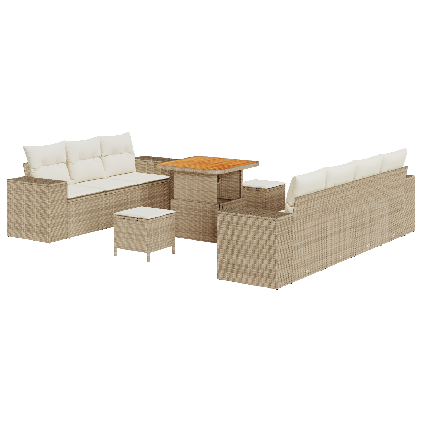 Thumbnail - vidaXL 10-teiliges Garten Sofa Set mit Kissen Beige Poly Rattan Akazie
