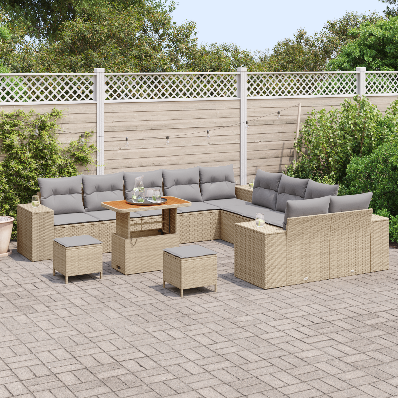 Thumbnail - vidaXL 13-teiliges Garten Sofa Set mit Kissen Beiges Poly Rattan Akazie