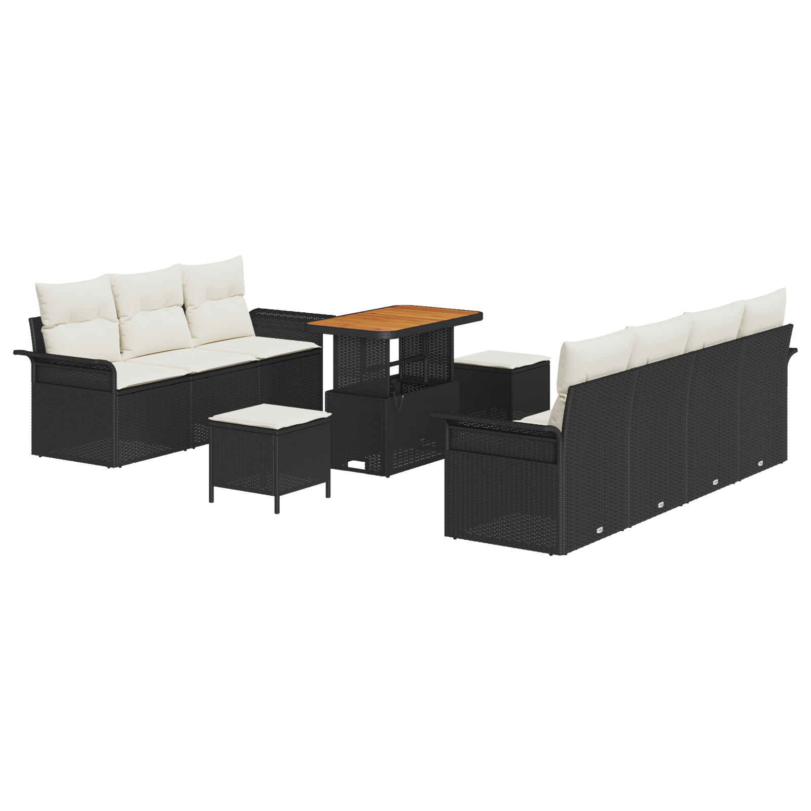 Thumbnail - vidaXL 10-teiliges Garten-Sofa-Set mit Kissen Schwarz Poly-Rattan Akazie
