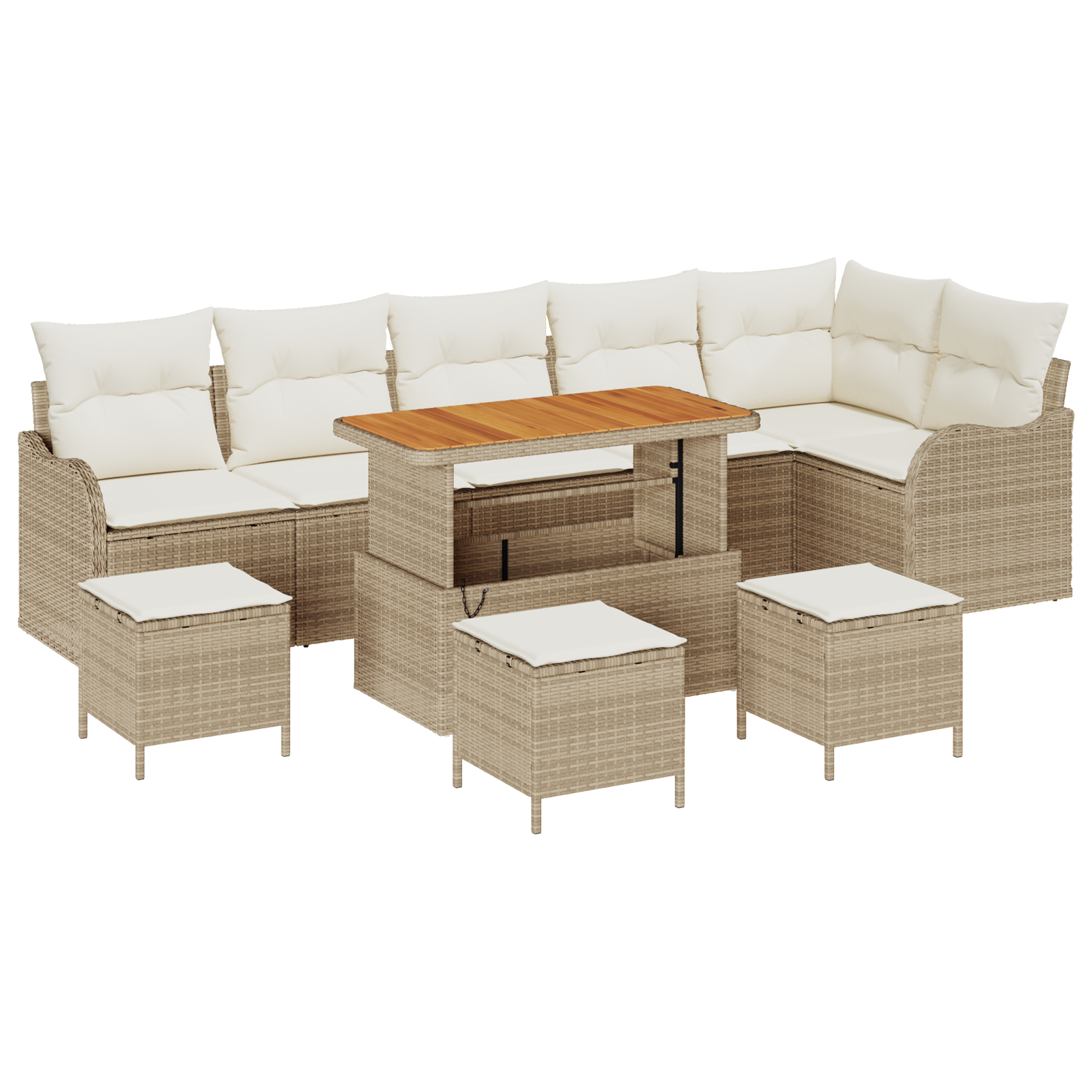 Thumbnail - vidaXL 10-teiliges Garten Sofa Set mit Kissen Beige Poly Rattan Akazie
