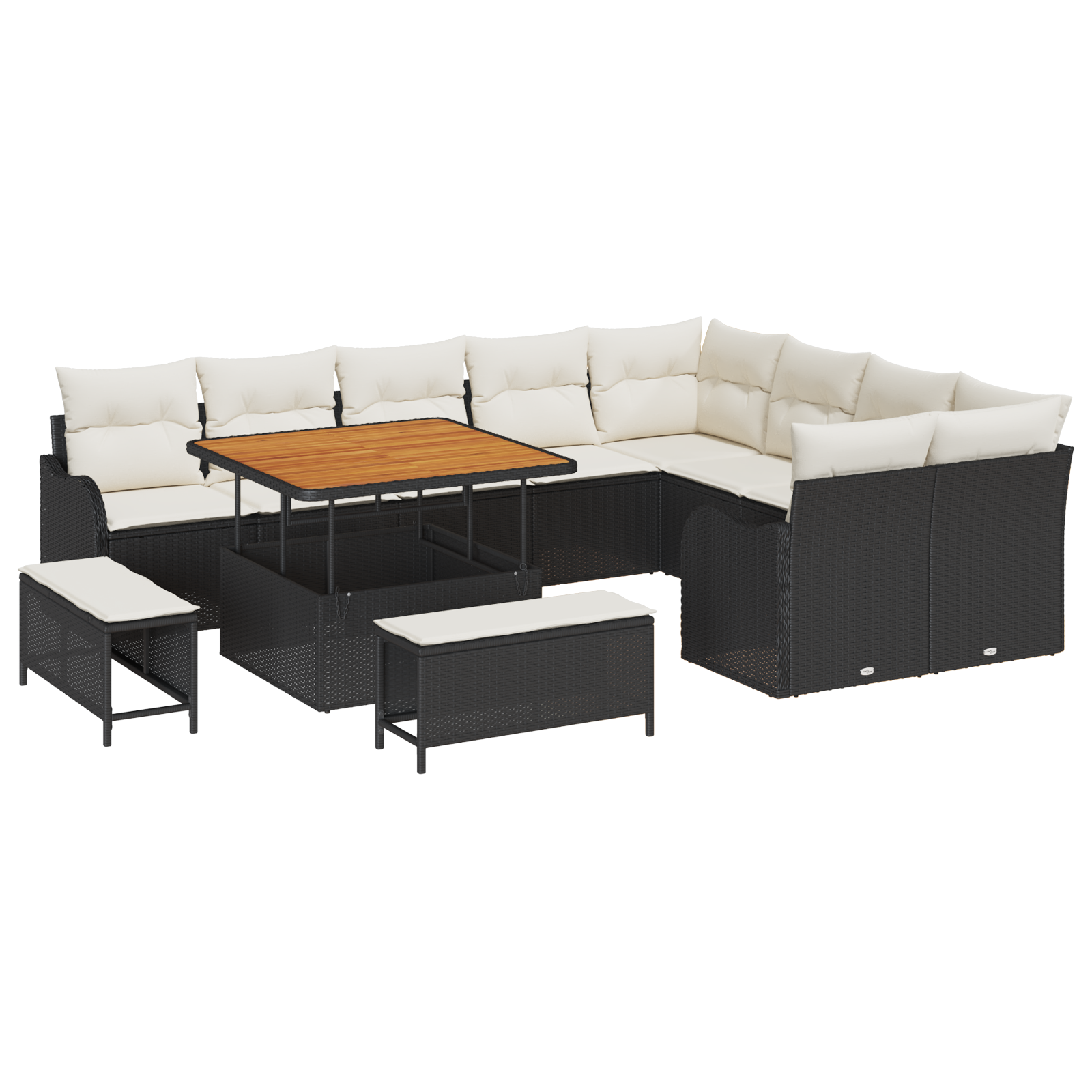 Thumbnail - vidaXL 12-tlg. Garten-Sofagarnitur mit Kissen Schwarz Poly Rattan