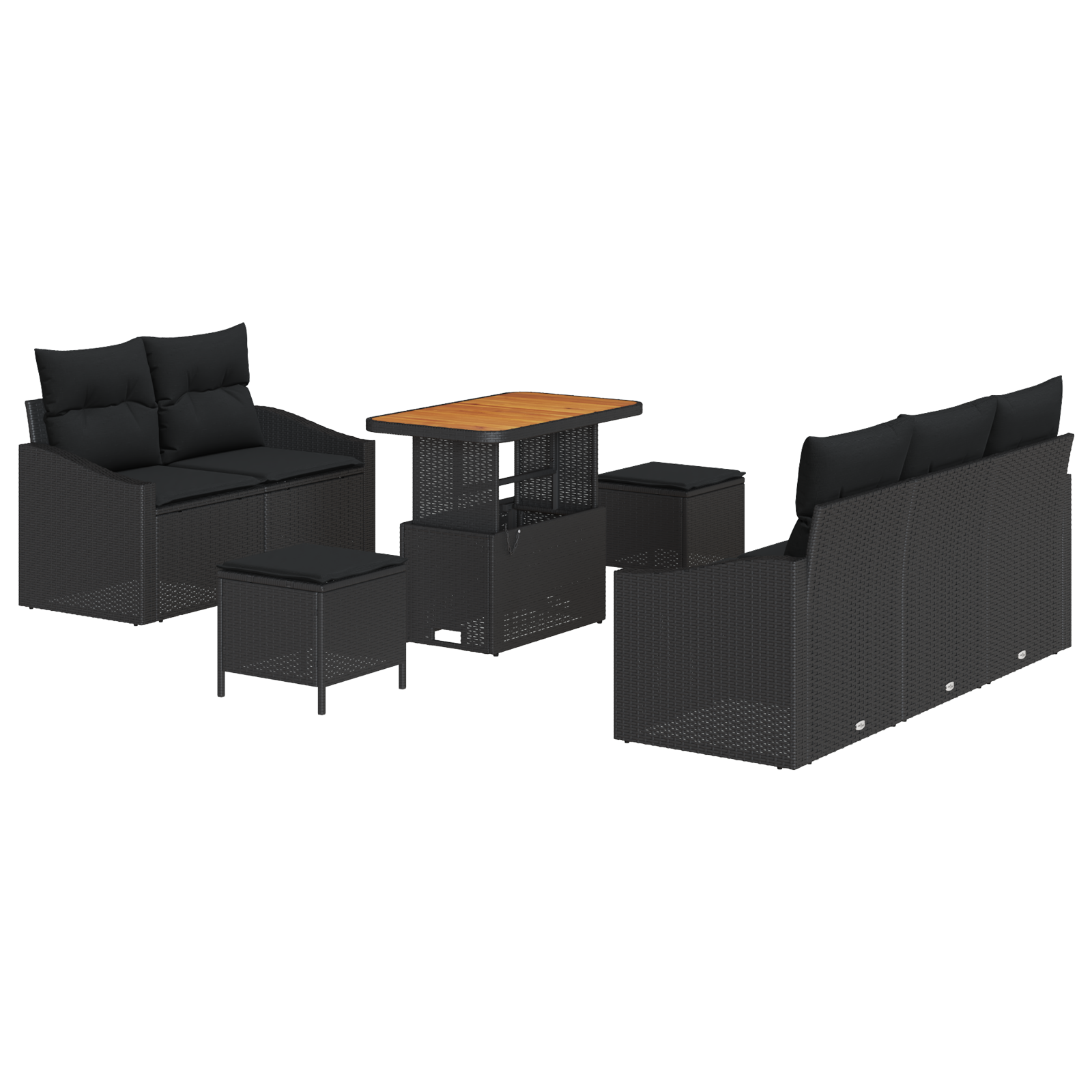 Thumbnail - vidaXL 8-teiliges Garten Sofa Set mit Kissen Schwarz Poly Rattan Akazie