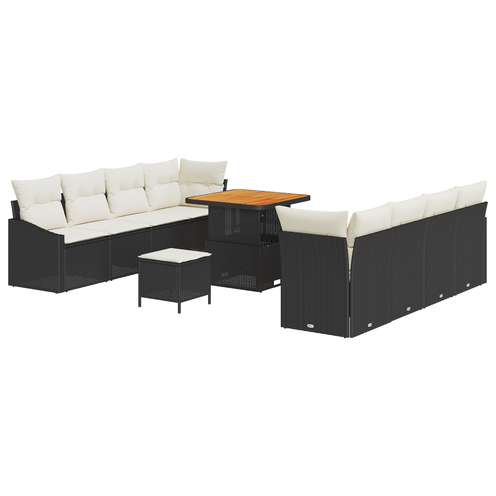 Thumbnail - vidaXL 11-teiliges Garten Sofa Set mit Kissen Schwarz Poly Rattan Akazie
