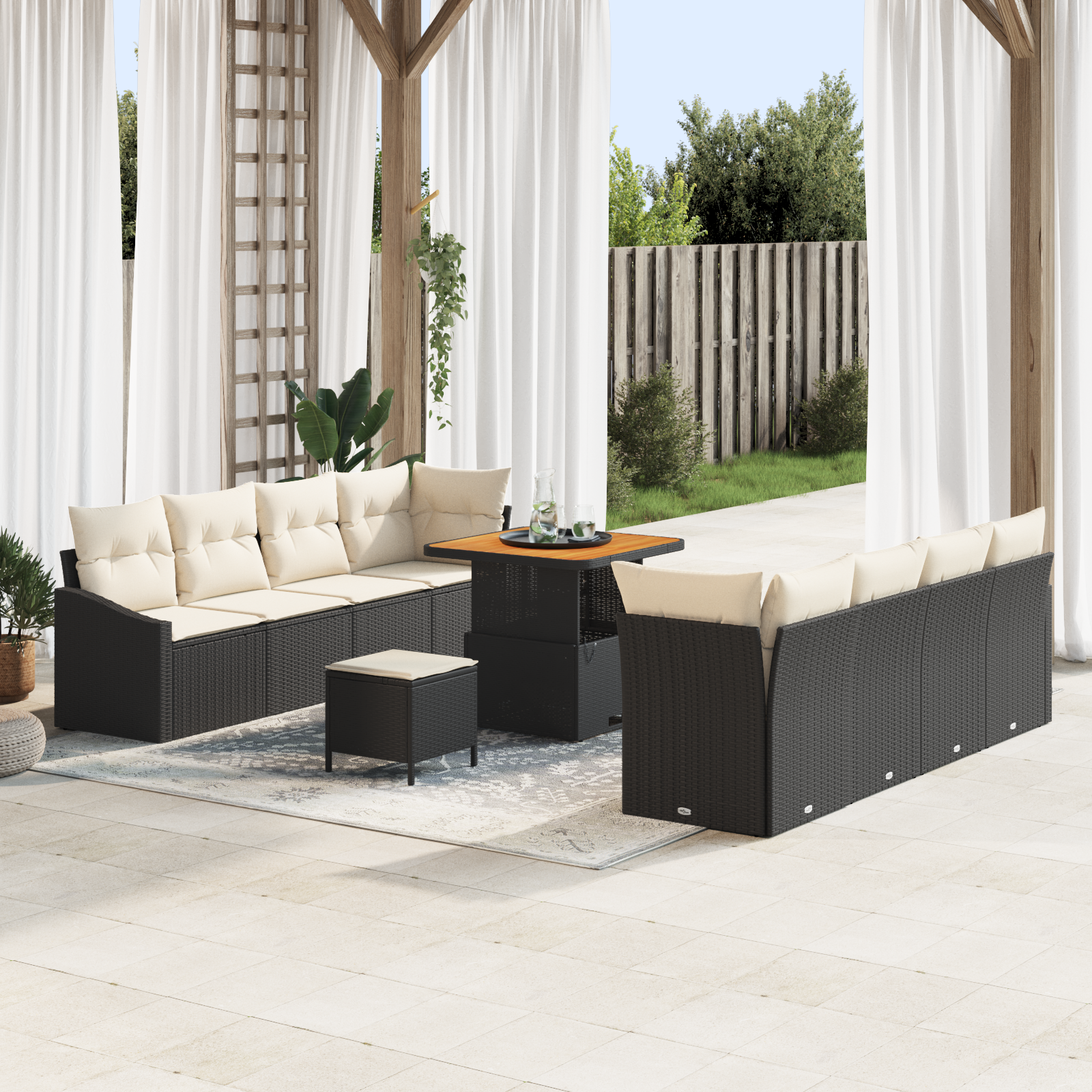 Thumbnail - vidaXL 11-teiliges Garten Sofa Set mit Kissen Schwarz Poly Rattan Akazie