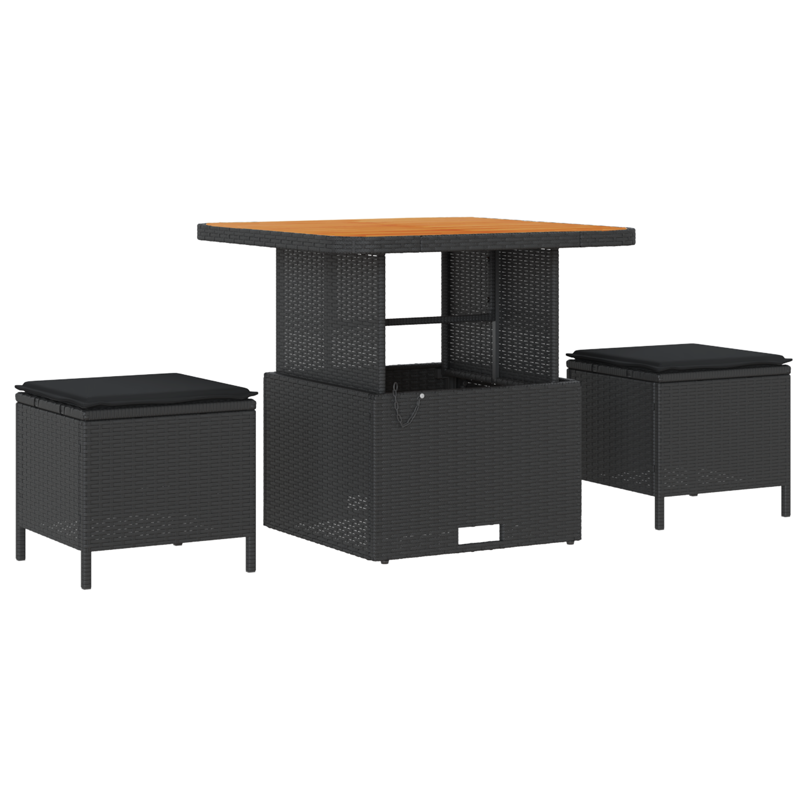 Conjunto de Sofá de Jardim de 13 Peças com Almofadas Preto Poli Rattan Acácia