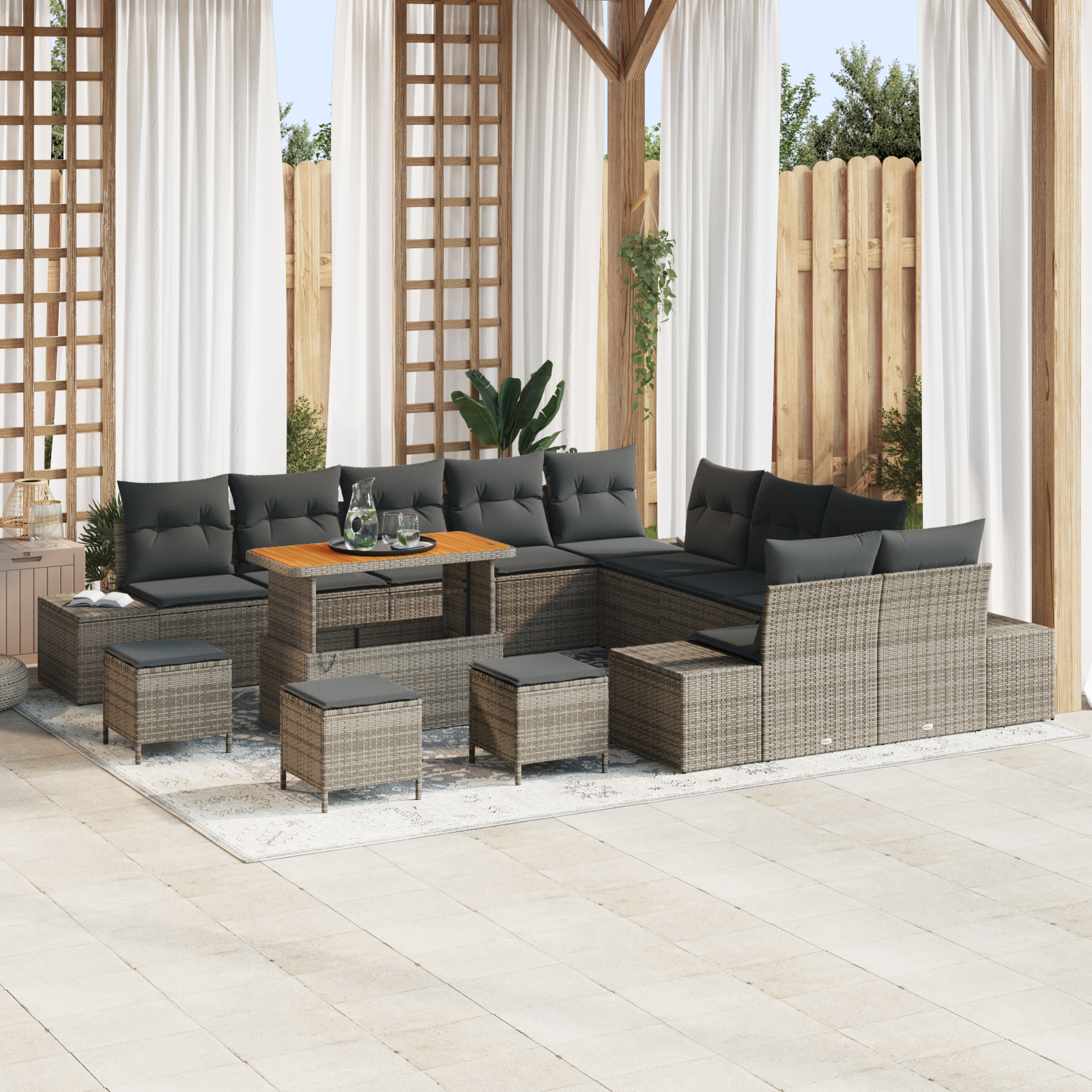Conjunto de Sofá de Jardim de 14 Peças com Almofadas Cinzento Poliratan Acácia, Sofá de Jardim de com Armazenamento e Almofadas Cinzento Poliratan, Conjunto de Jantar de Jardim de 4 Peças com Almofadas Cinzento Poliratan Acácia Conjunto de Sofá de Jardim de 14 Peças com Almofadas Cinzento Poliratan Acácia, Sofá de Jardim de com Armazenamento e Almofadas Cinzento Poliratan, Conjunto de Jantar de Jardim de 4 Peças com Almofadas Cinzento Poliratan Acácia