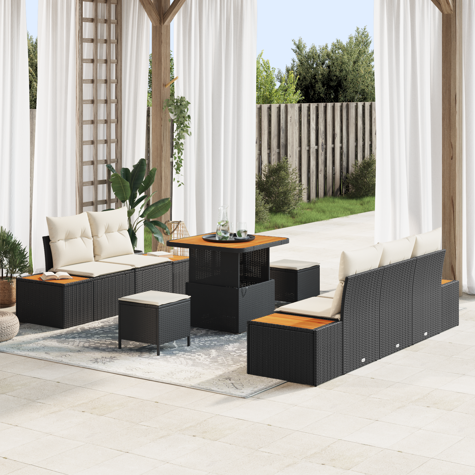 Conjunto de Sofá de Jardim 8 Peças com Almofadas Preto Rattan Poliéster Acácia, Sofá de Jardim com Armazenamento e Almofadas Preto Rattan Poliéster, Conjunto de Jantar de Jardim 3 Peças com Almofadas Preto Rattan Poliéster Acácia Conjunto de Sofá de Jardim 8 Peças com Almofadas Preto Rattan Poliéster Acácia, Sofá de Jardim com Armazenamento e Almofadas Preto Rattan Poliéster, Conjunto de Jantar de Jardim 3 Peças com Almofadas Preto Rattan Poliéster Acácia