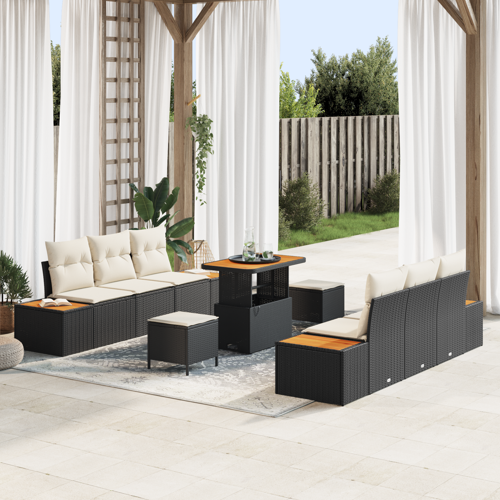 Conjunto de Sofá de Jardim 9 Peças com Almofadas Rattan Poli Preto Acácia, Sofá de Jardim com Armazenamento e Almofadas Rattan Poli Preto, Conjunto de Jantar de Jardim 3 Peças com Almofadas Rattan Poli Preto Acácia Conjunto de Sofá de Jardim 9 Peças com Almofadas Rattan Poli Preto Acácia, Sofá de Jardim com Armazenamento e Almofadas Rattan Poli Preto, Conjunto de Jantar de Jardim 3 Peças com Almofadas Rattan Poli Preto Acácia