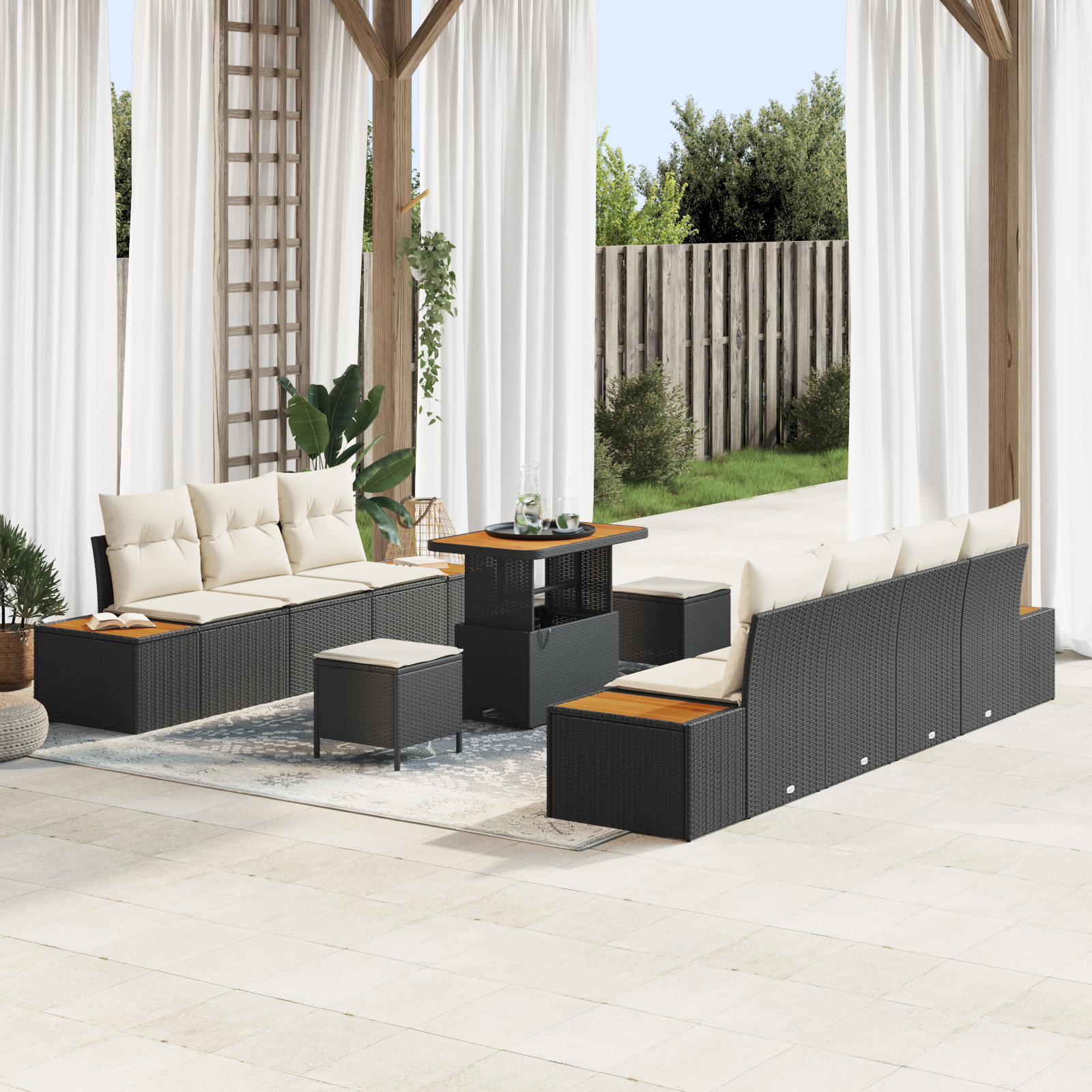 Conjunto de Sofá de Jardim de 10 Peças Com Almofadas Preto Vime Sintético Acácia, Sofá de Jardim de Com Armazenamento e Almofadas Preto Vime Sintético, Conjunto de Jantar de Jardim de 3 Peças Com Almofadas Preto Vime Sintético Acácia Conjunto de Sofá de Jardim de 10 Peças Com Almofadas Preto Vime Sintético Acácia, Sofá de Jardim de Com Armazenamento e Almofadas Preto Vime Sintético, Conjunto de Jantar de Jardim de 3 Peças Com Almofadas Preto Vime Sintético Acácia