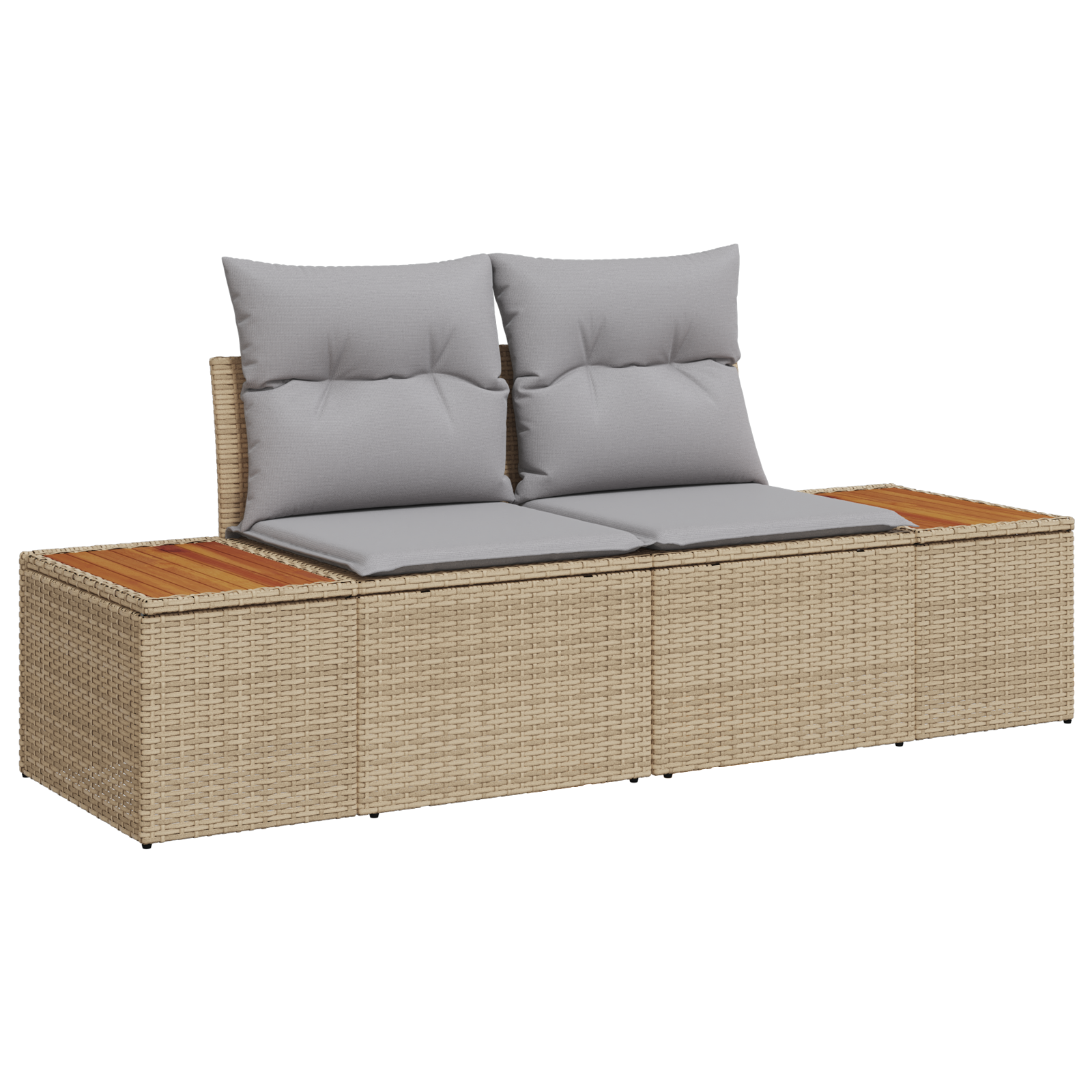 Conjunto de Sofá de Jardim de 10 Peças com Almofadas Bege Rattan Acácia, Sofá de Jardim para com Armazenamento e Almofadas Bege Rattan Poliéster, Conjunto de Jantar de Jardim de 3 Peças com Almofadas Bege Rattan Acácia