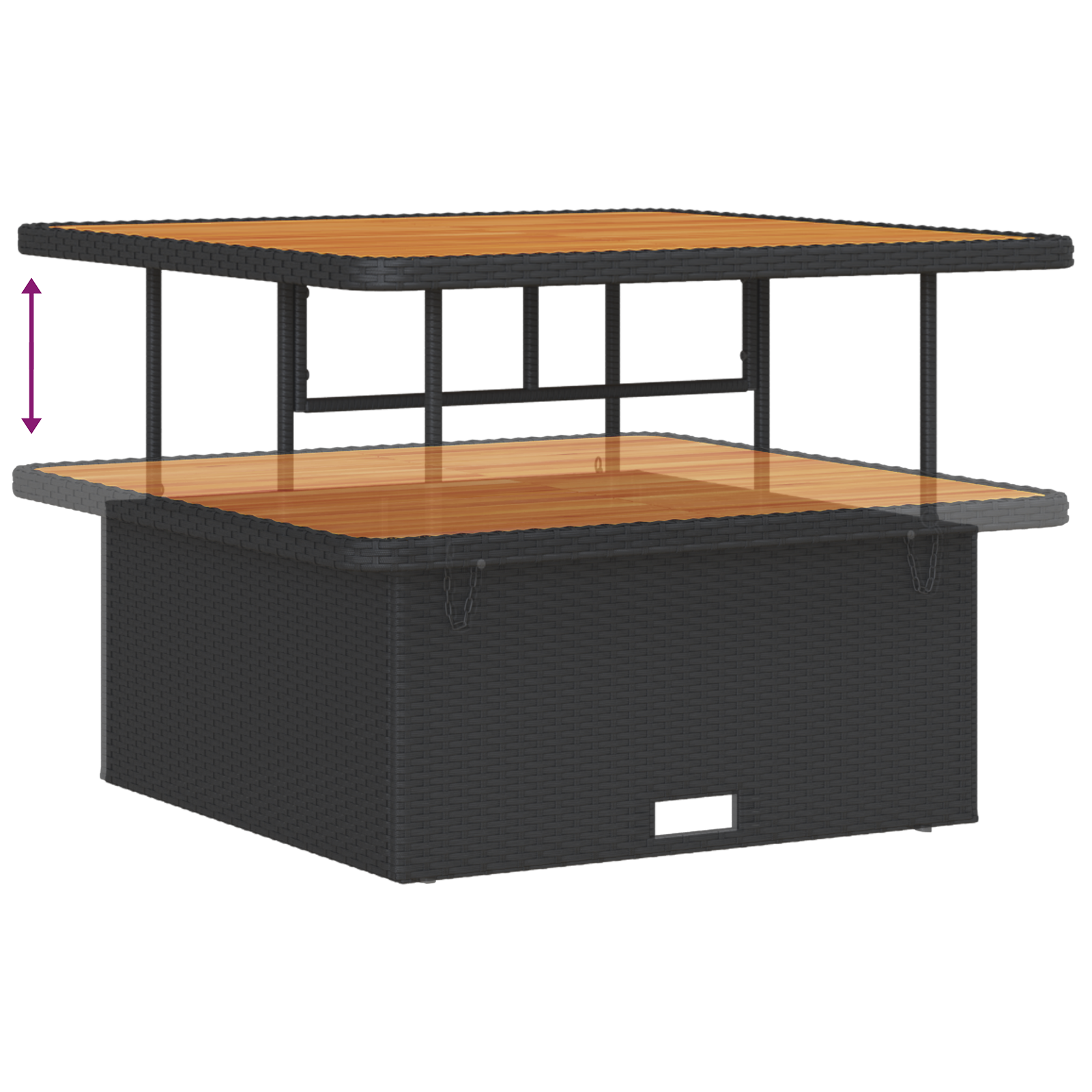 8 частов комплект градински диван с възглавници Черен полиратан Акация - Image 10