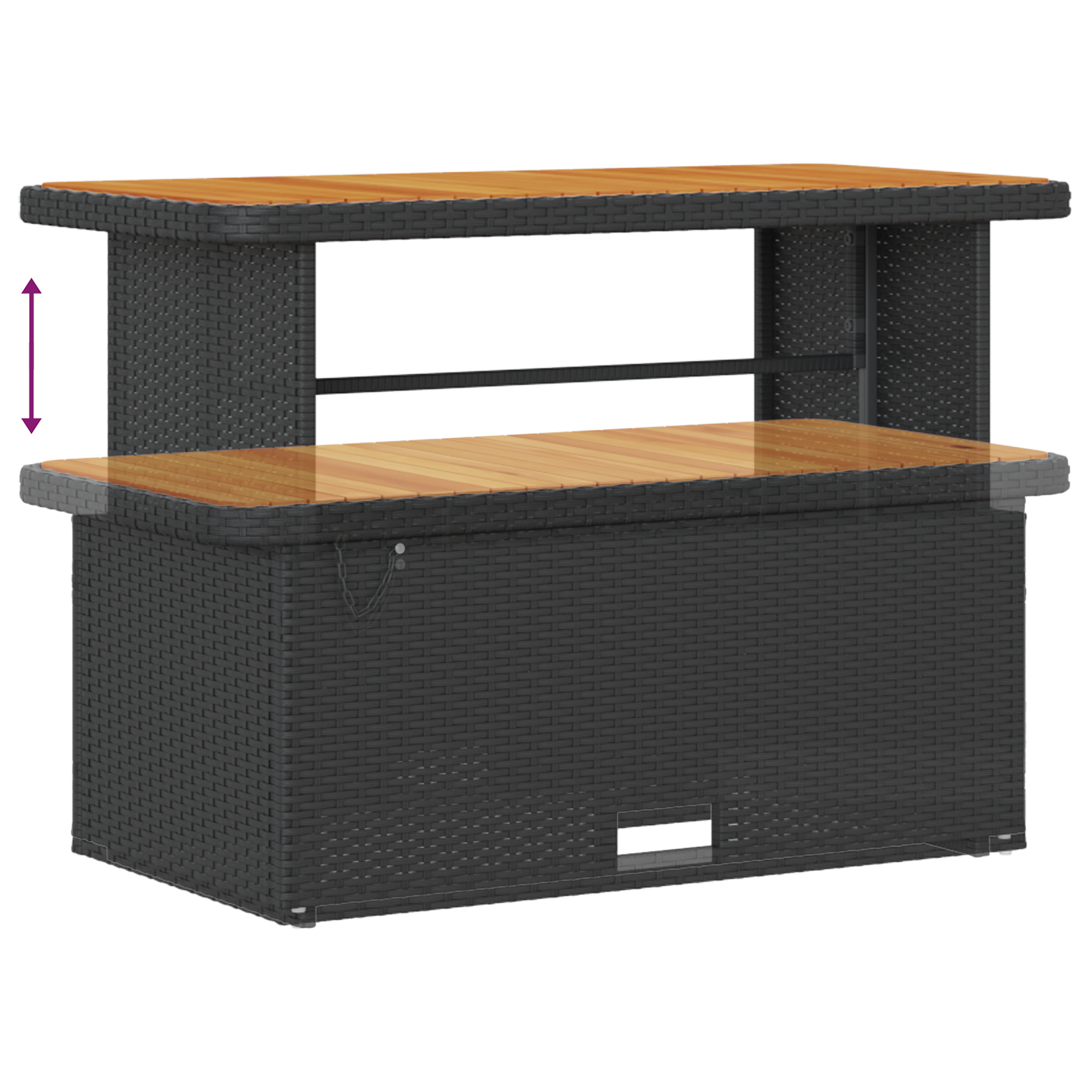 Conjunto de Sofá de Jardim de 10 Peças com Almofadas Preto Rattan PE Acácia, Sofá de Jardim de com Armazenamento e Almofadas Preto Rattan PE, Conjunto de Jantar de 4 Peças para Jardim com Almofadas Preto Rattan PE Acácia