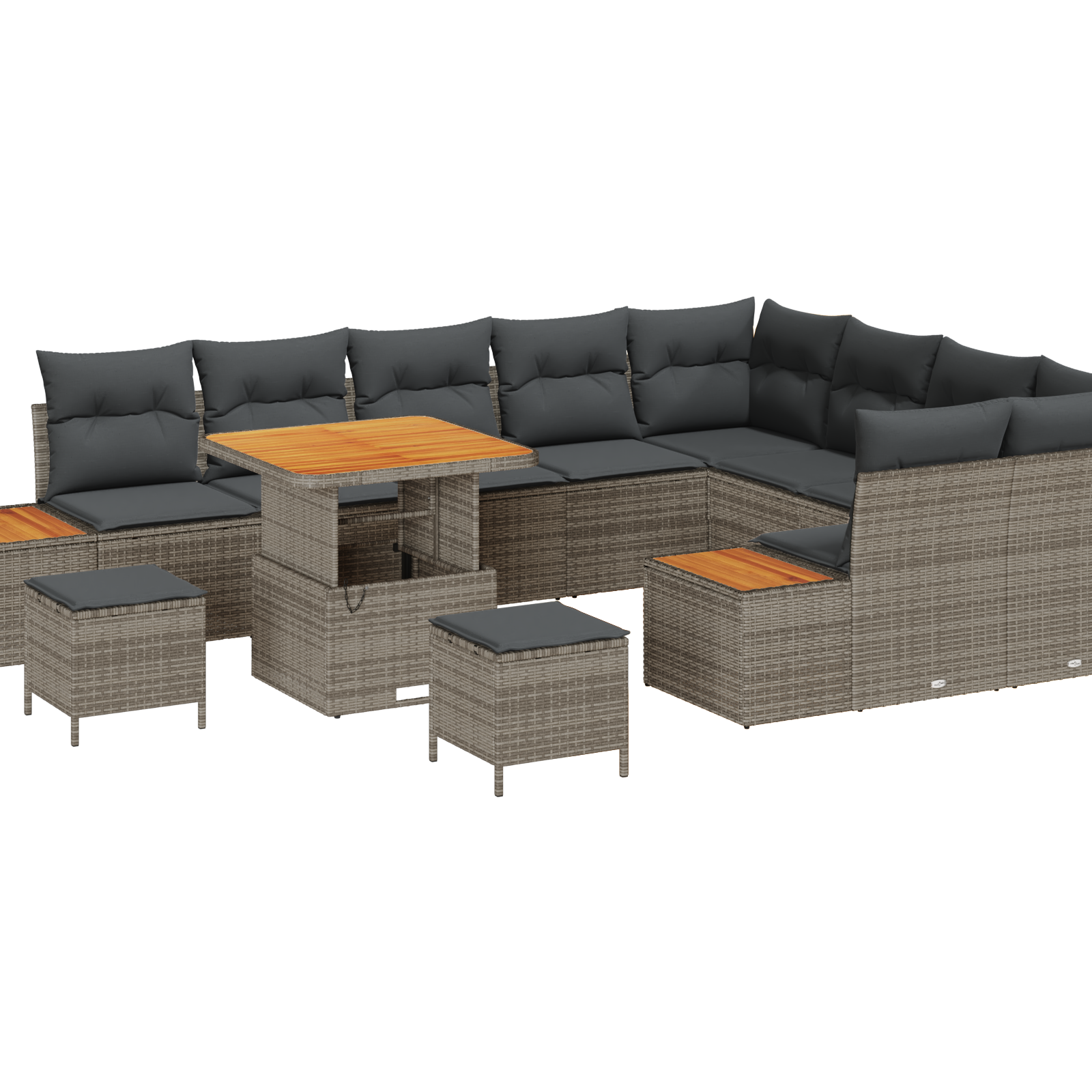 Thumbnail - vidaXL 12-teiliges Garten Sofa Set mit Kissen Grau Poly-Rattan Akazie