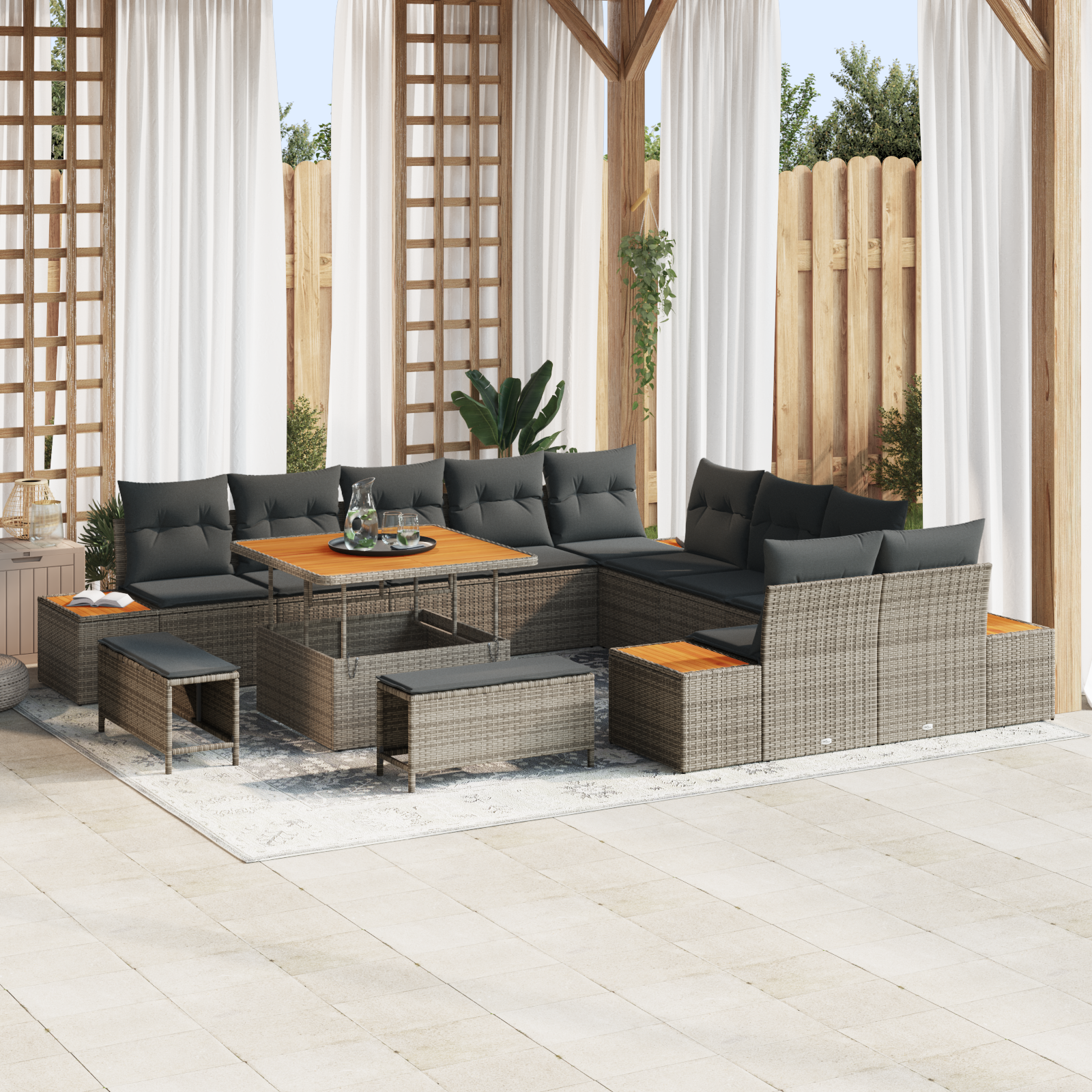 Conjunto de Sofás de Jardim com Almofadas Cinzento Poly Rattan Acácia, Sofá de Jardim de com Armazenamento e Almofadas Cinzento Poly Rattan, Conjunto de Jantar de Jardim com Almofadas Cinzento Poly Rattan Acácia Conjunto de Sofás de Jardim com Almofadas Cinzento Poly Rattan Acácia, Sofá de Jardim de com Armazenamento e Almofadas Cinzento Poly Rattan, Conjunto de Jantar de Jardim com Almofadas Cinzento Poly Rattan Acácia